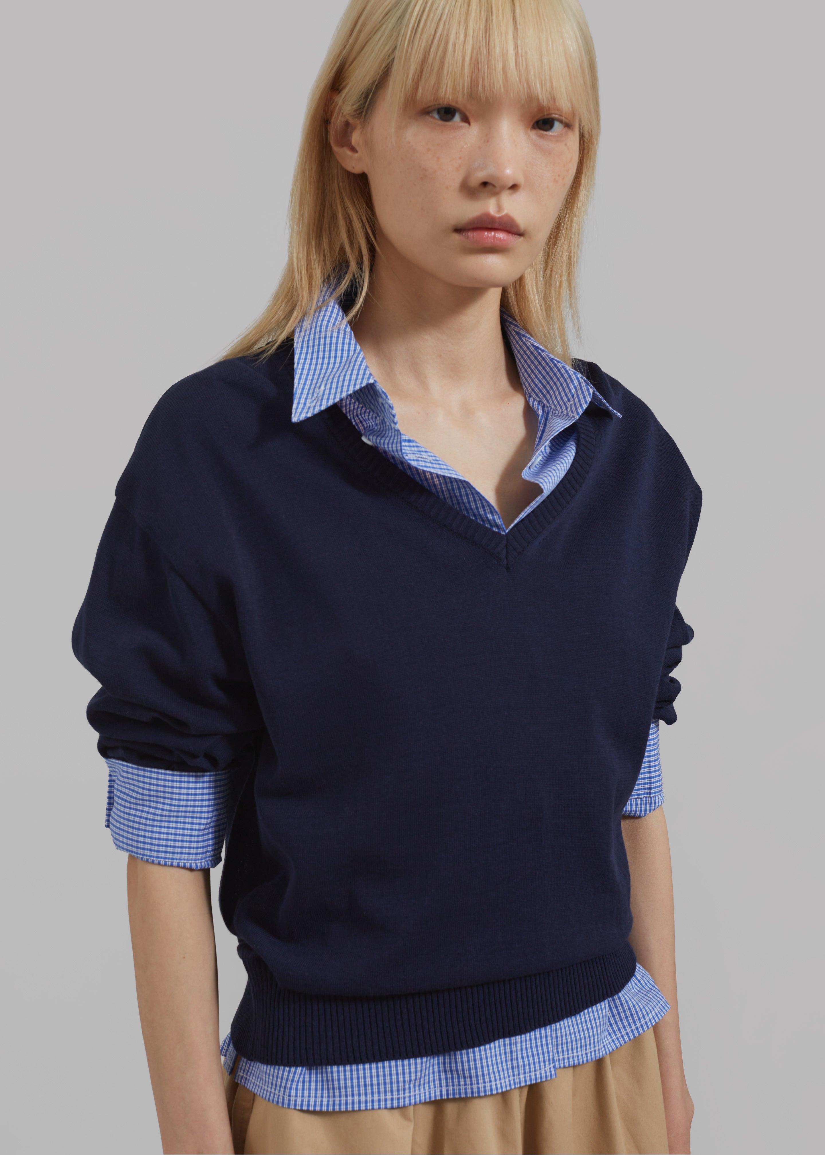 Kessa Gingham Button Up Shirt - Blue - 2
