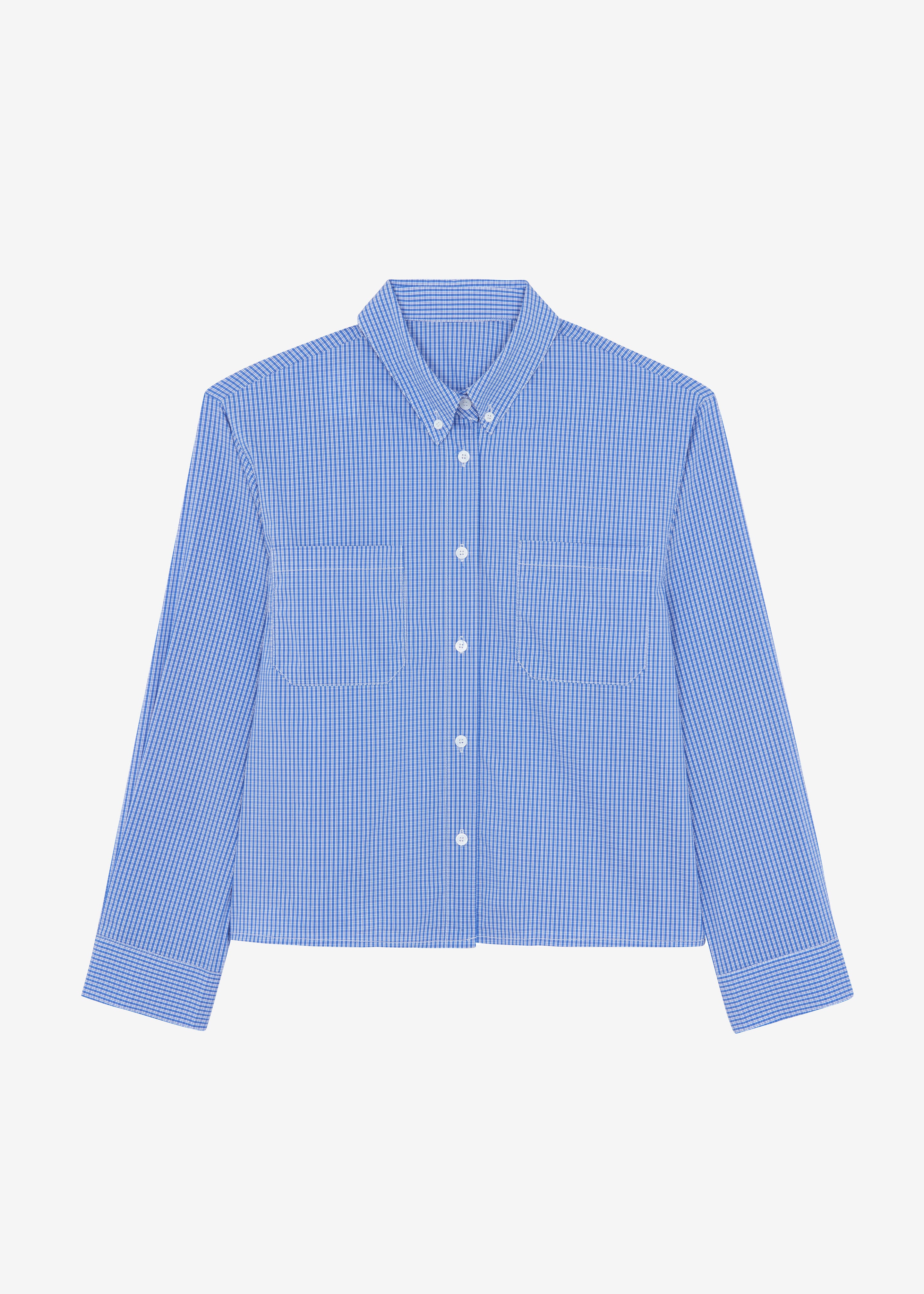 Kessa Gingham Button Up Shirt - Blue - 7
