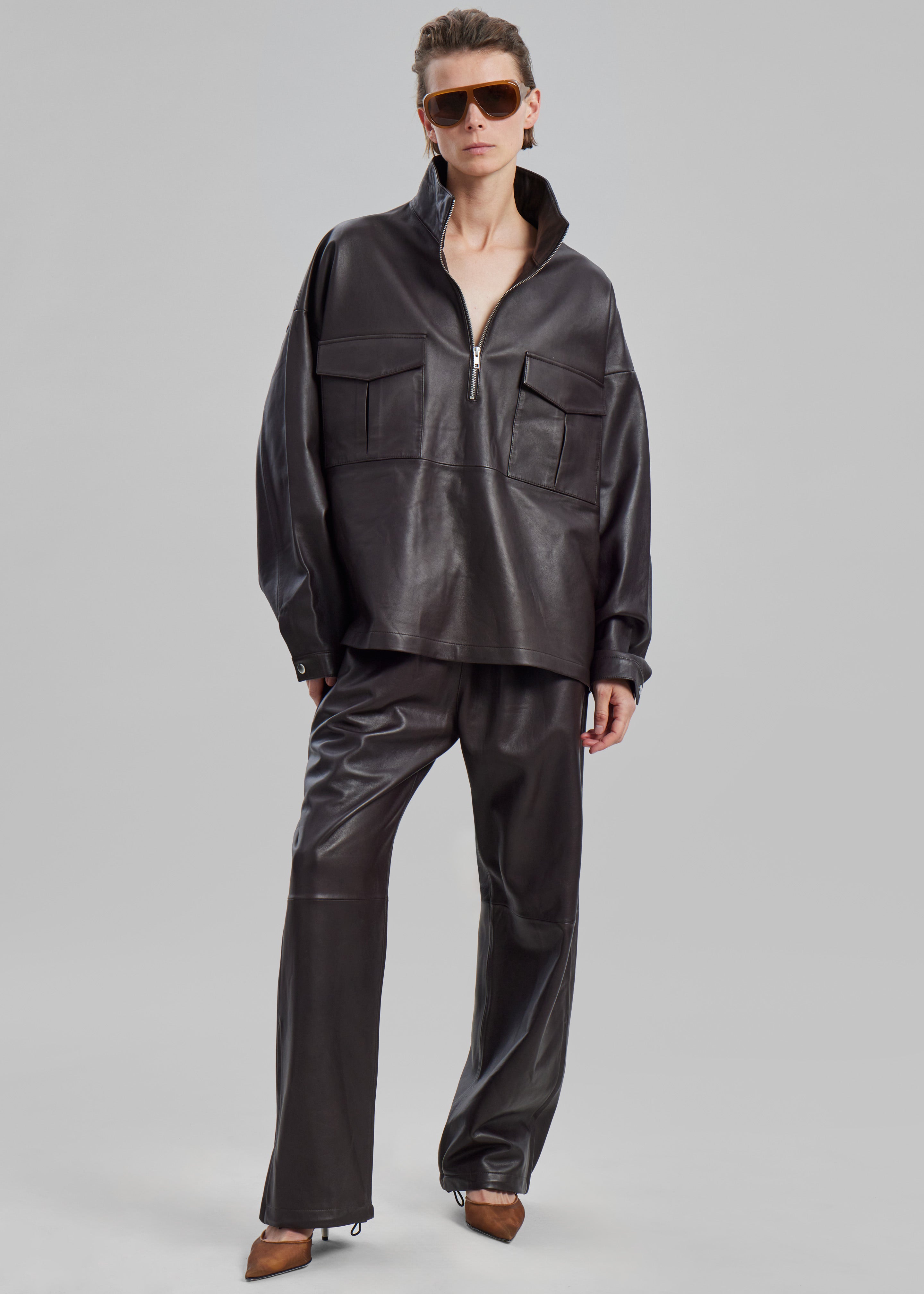 Kevin Leather Trousers - Brown - 8