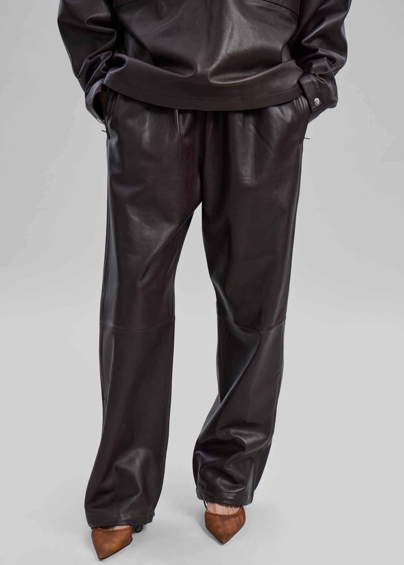 Kevin Leather Trousers - Brown - 1
