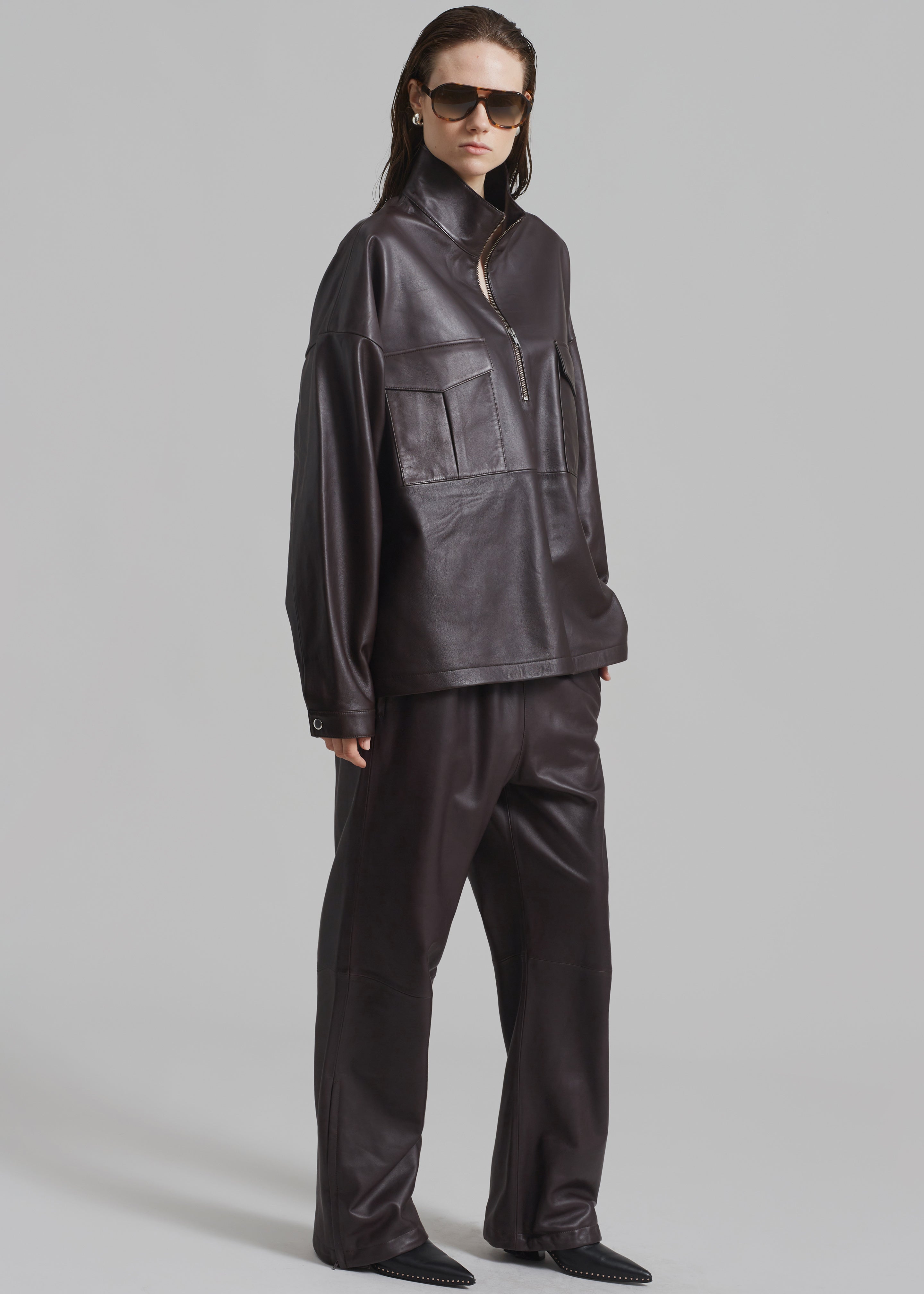 Kevin Leather Trousers - Brown - 10