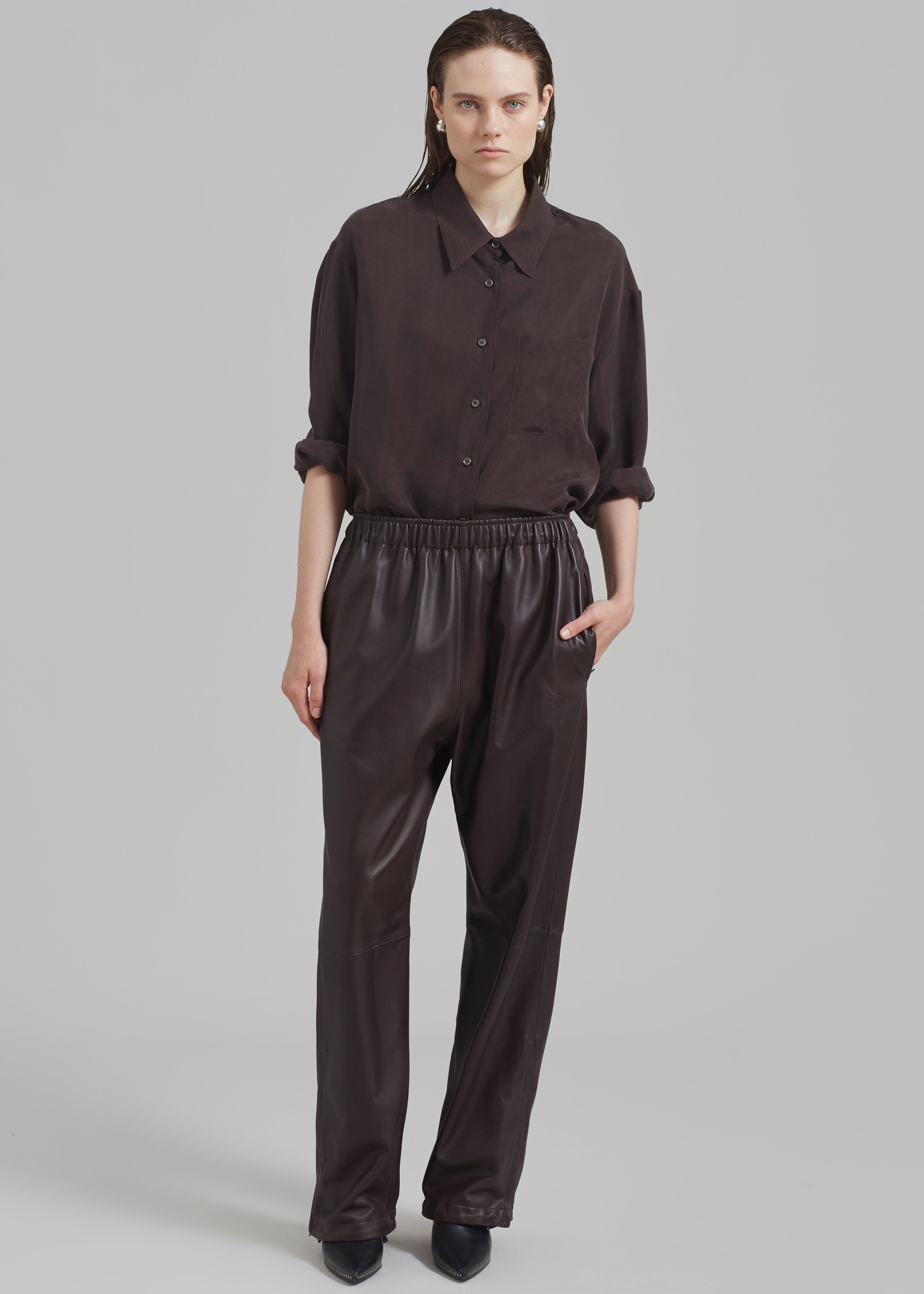 Kevin Leather Trousers - Brown – The Frankie Shop