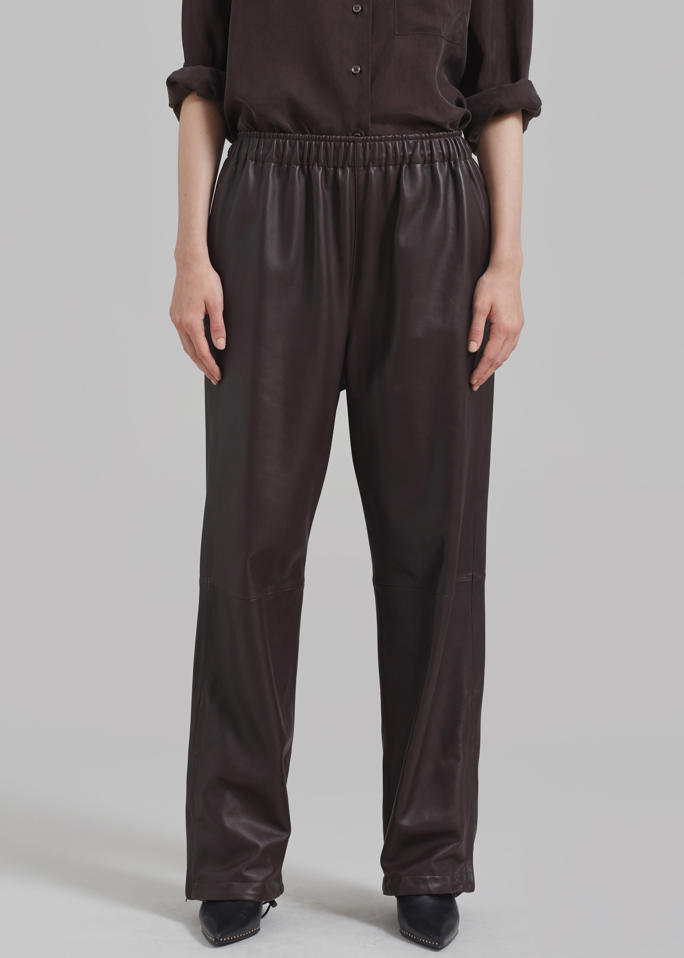 Kevin Leather Trousers - Brown - 9