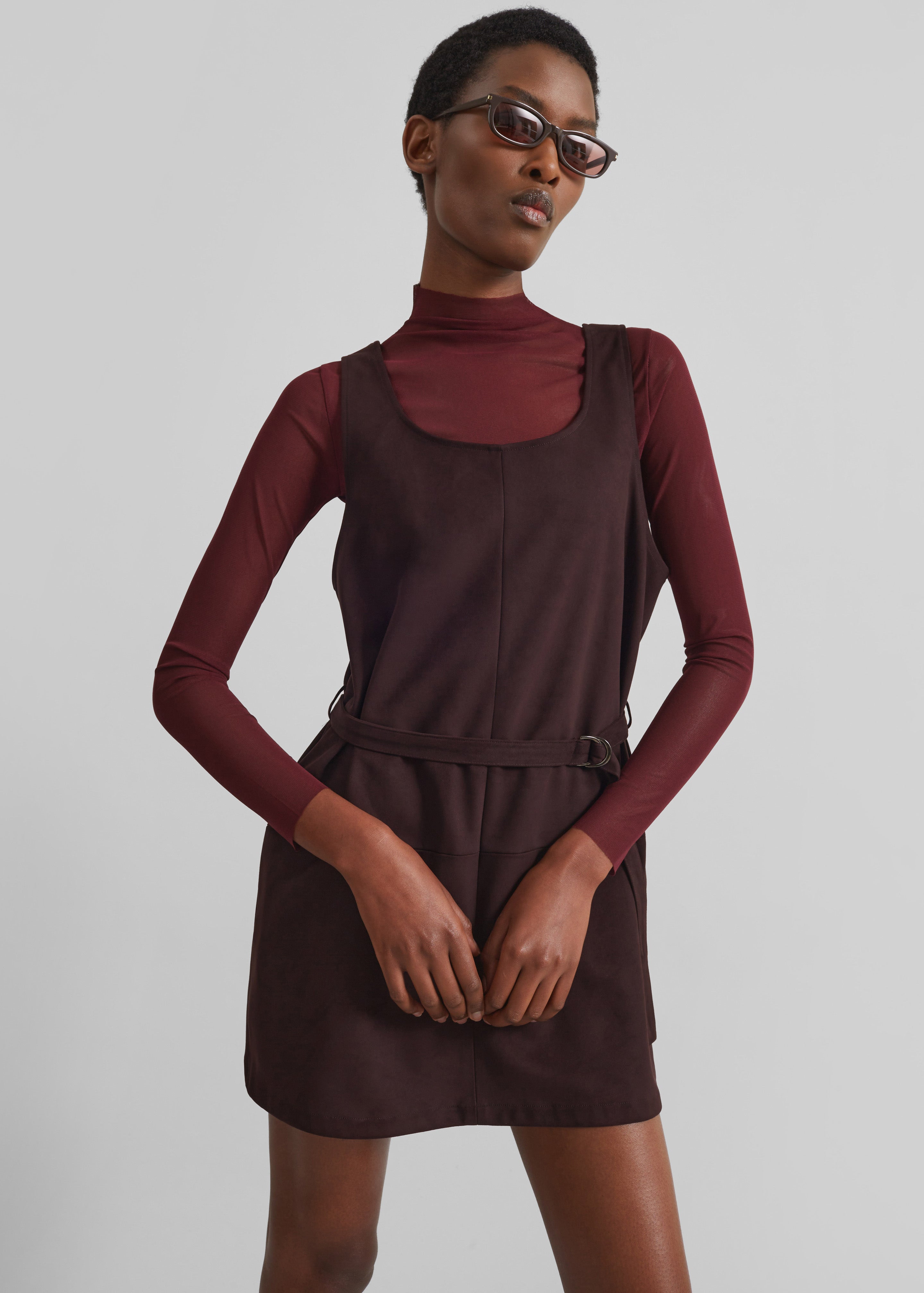 Kildare Faux Suede Dress - Plum - 5