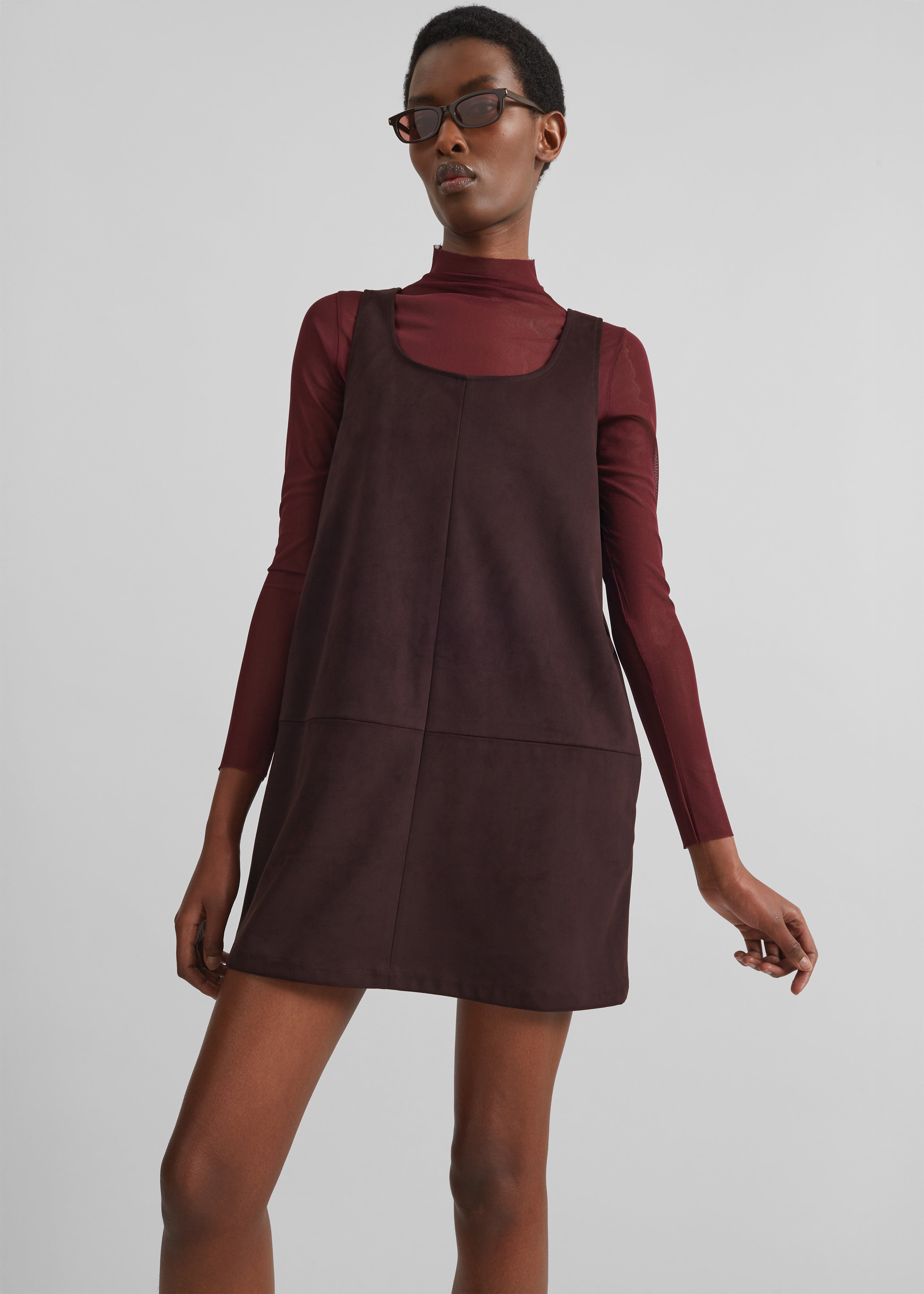 Kildare Faux Suede Dress - Plum - 7