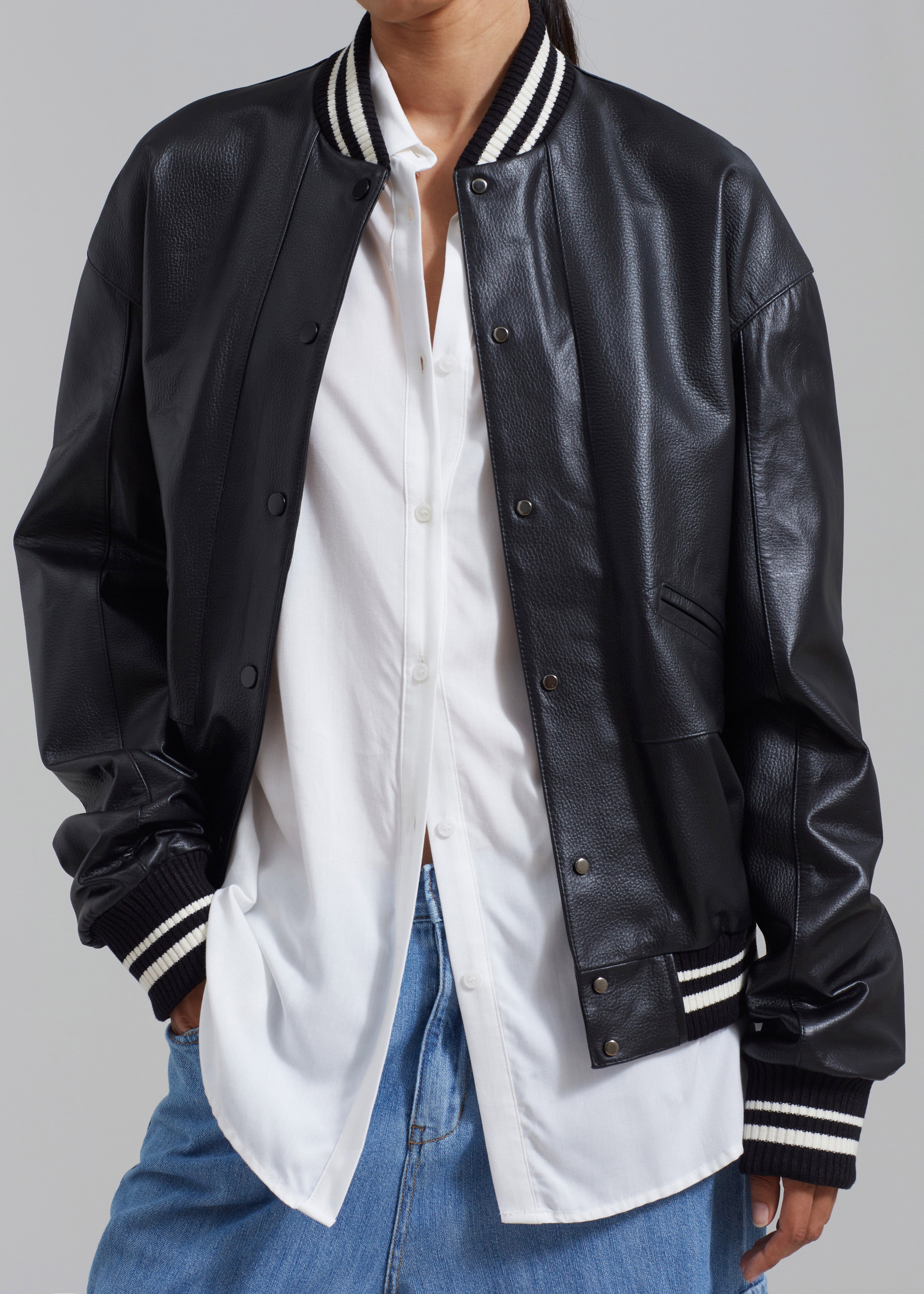 Killian Leather Varsity Jacket - Black - 4