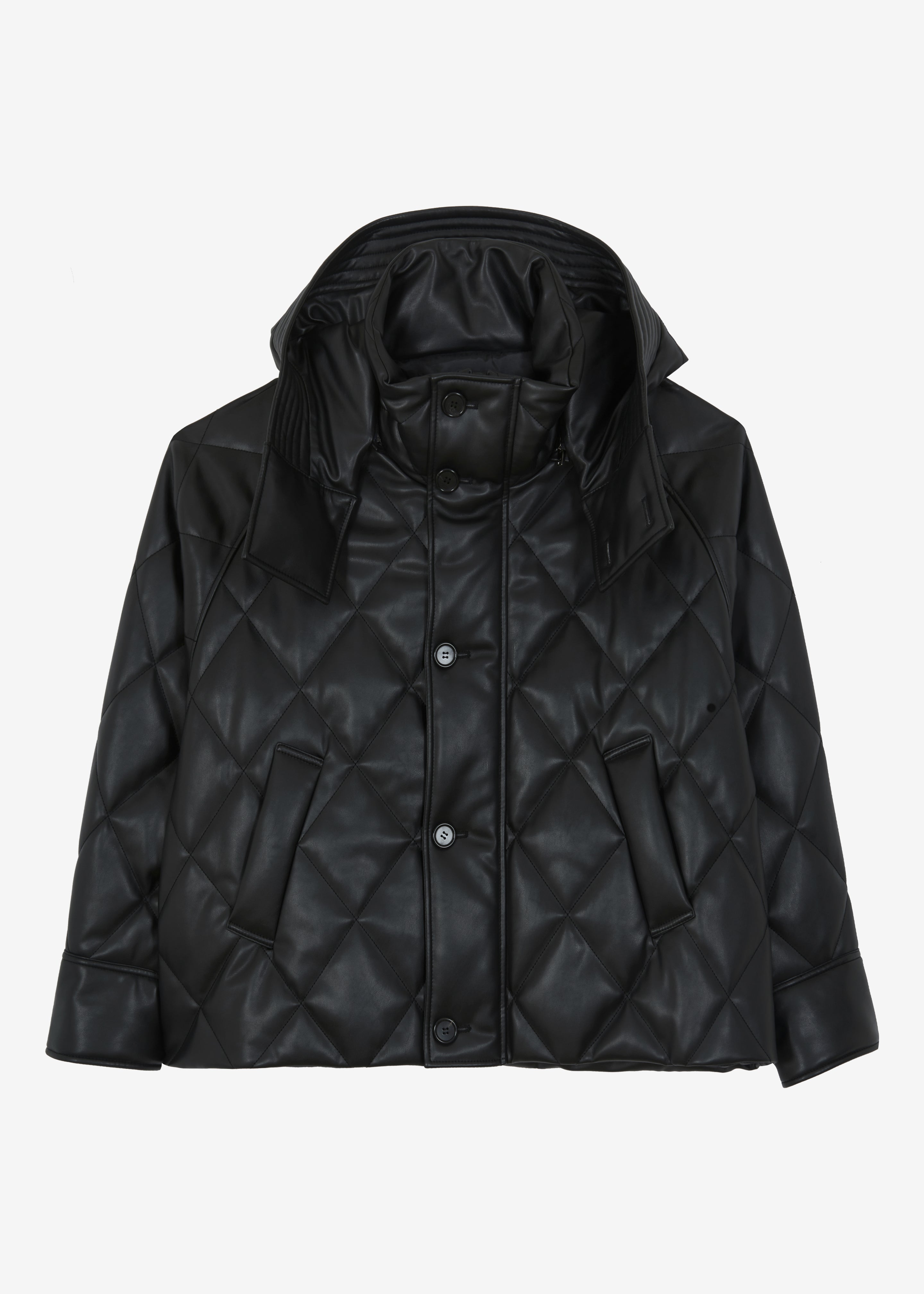 Kingston Faux Leather Quilted Jacket - Black - 11