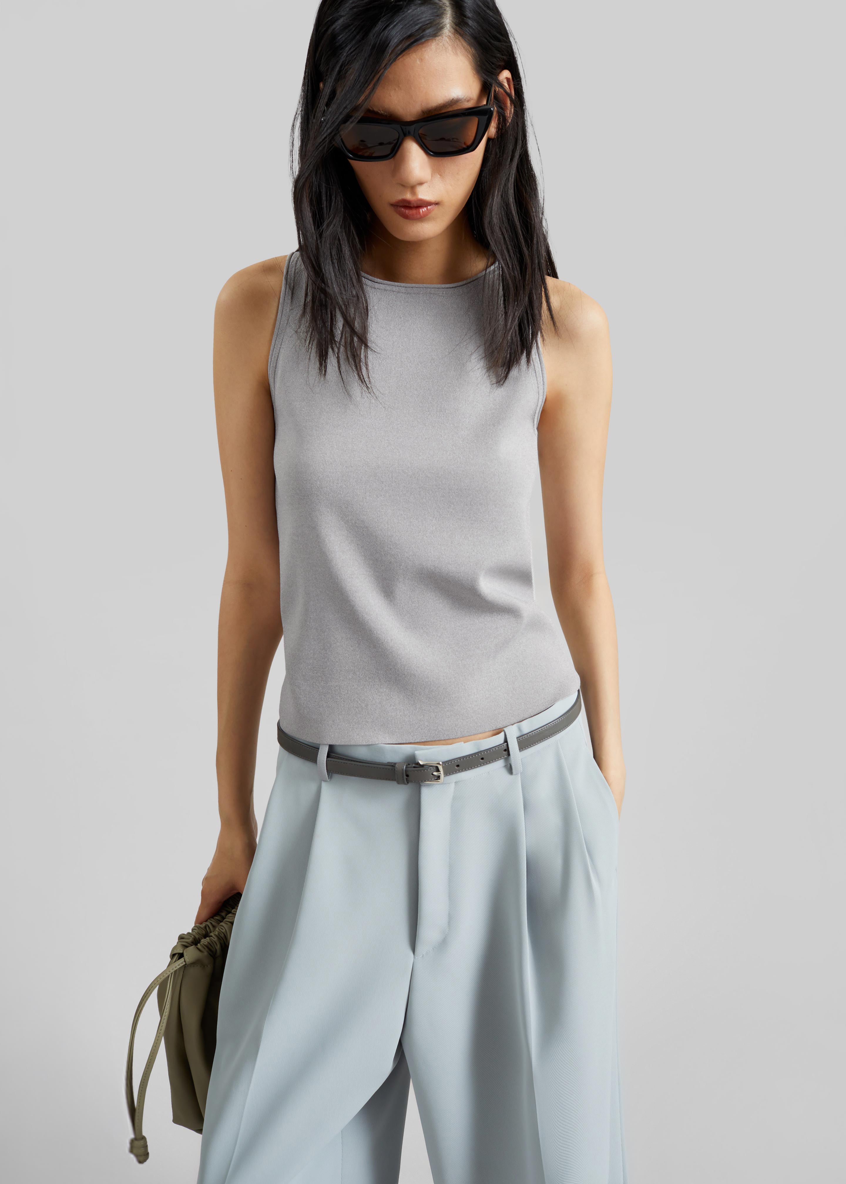 Kinna Knit Sleeveless Top - Grey - 1