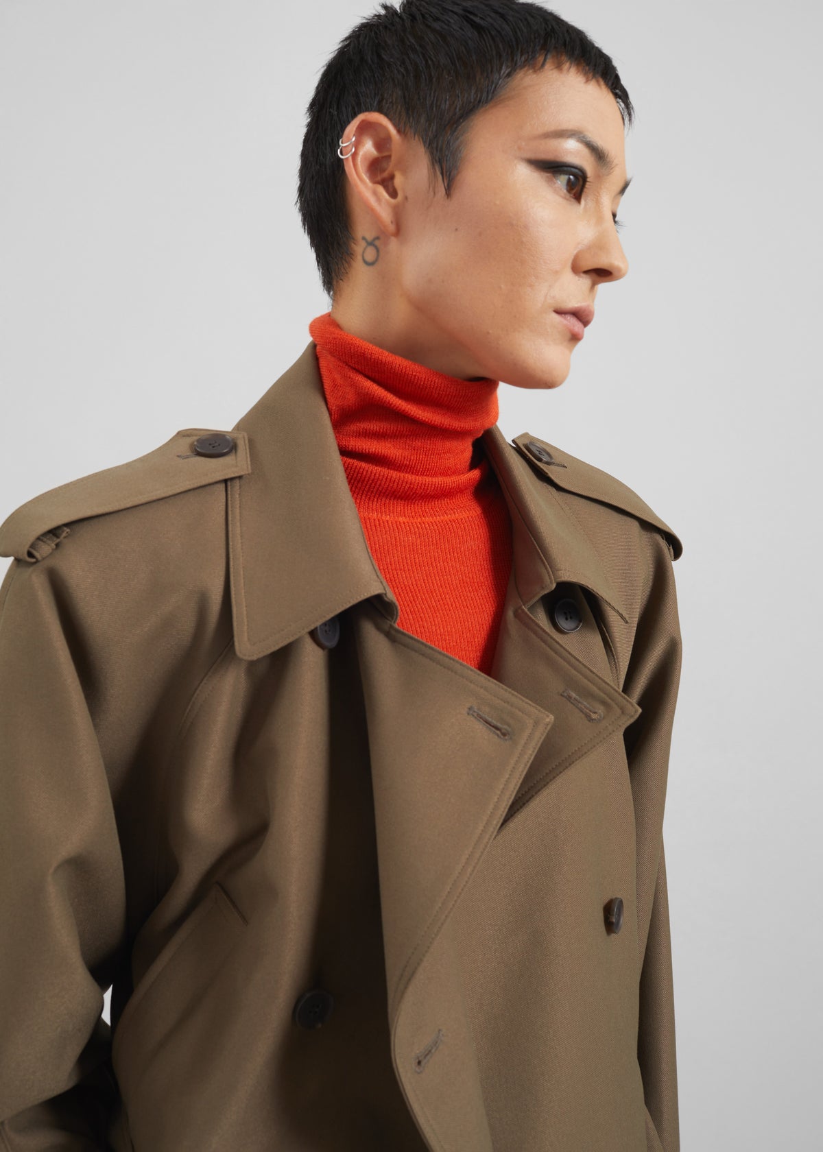 Kinsley Cropped Trench Jacket - Brown - 7