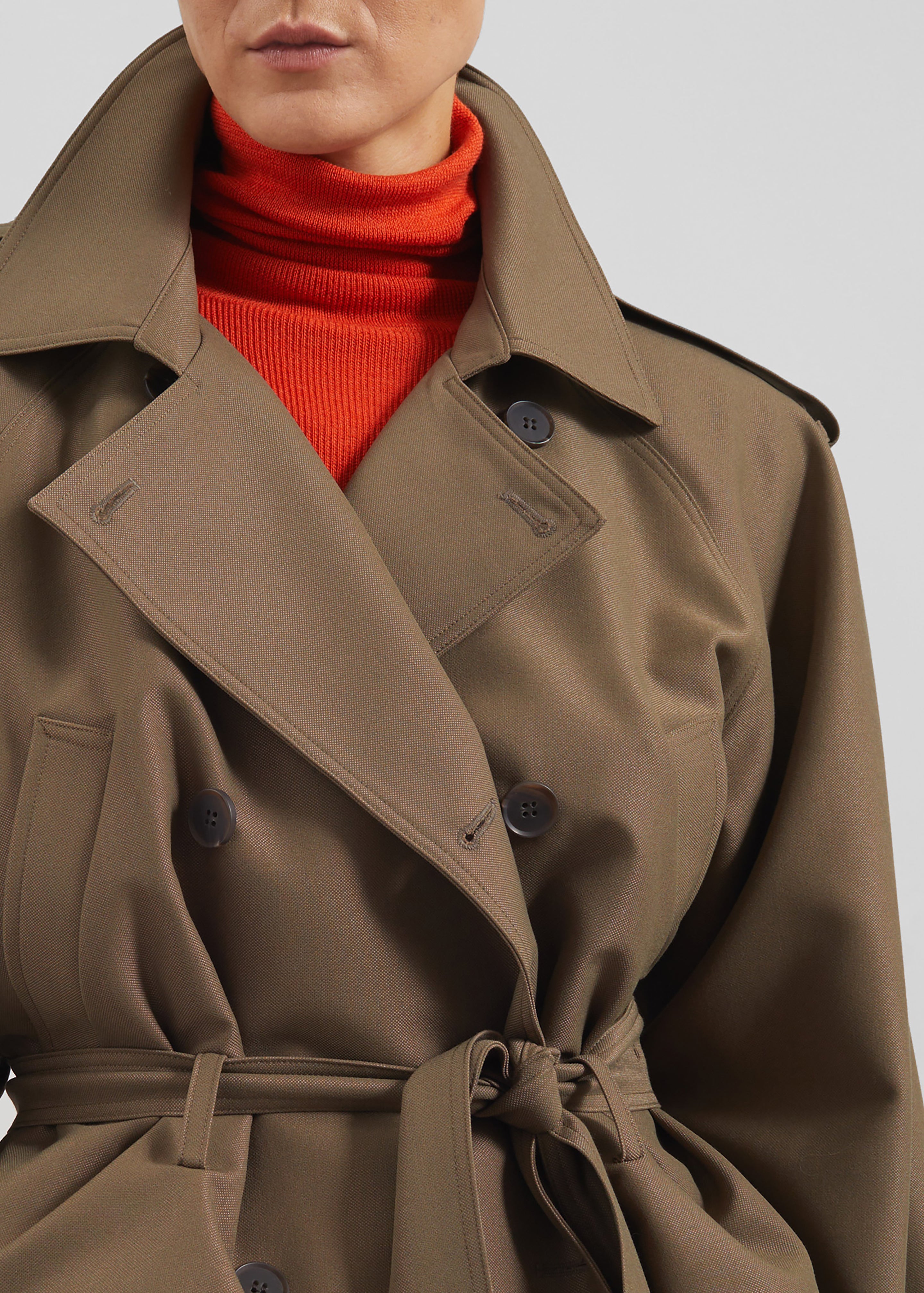 Kinsley Cropped Trench Jacket - Brown - 5