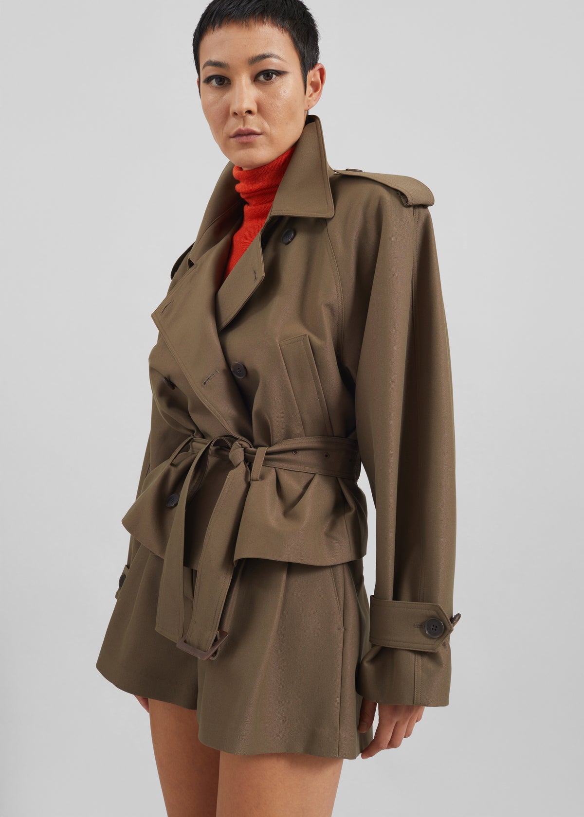 Kinsley Cropped Trench Jacket - Brown - 6