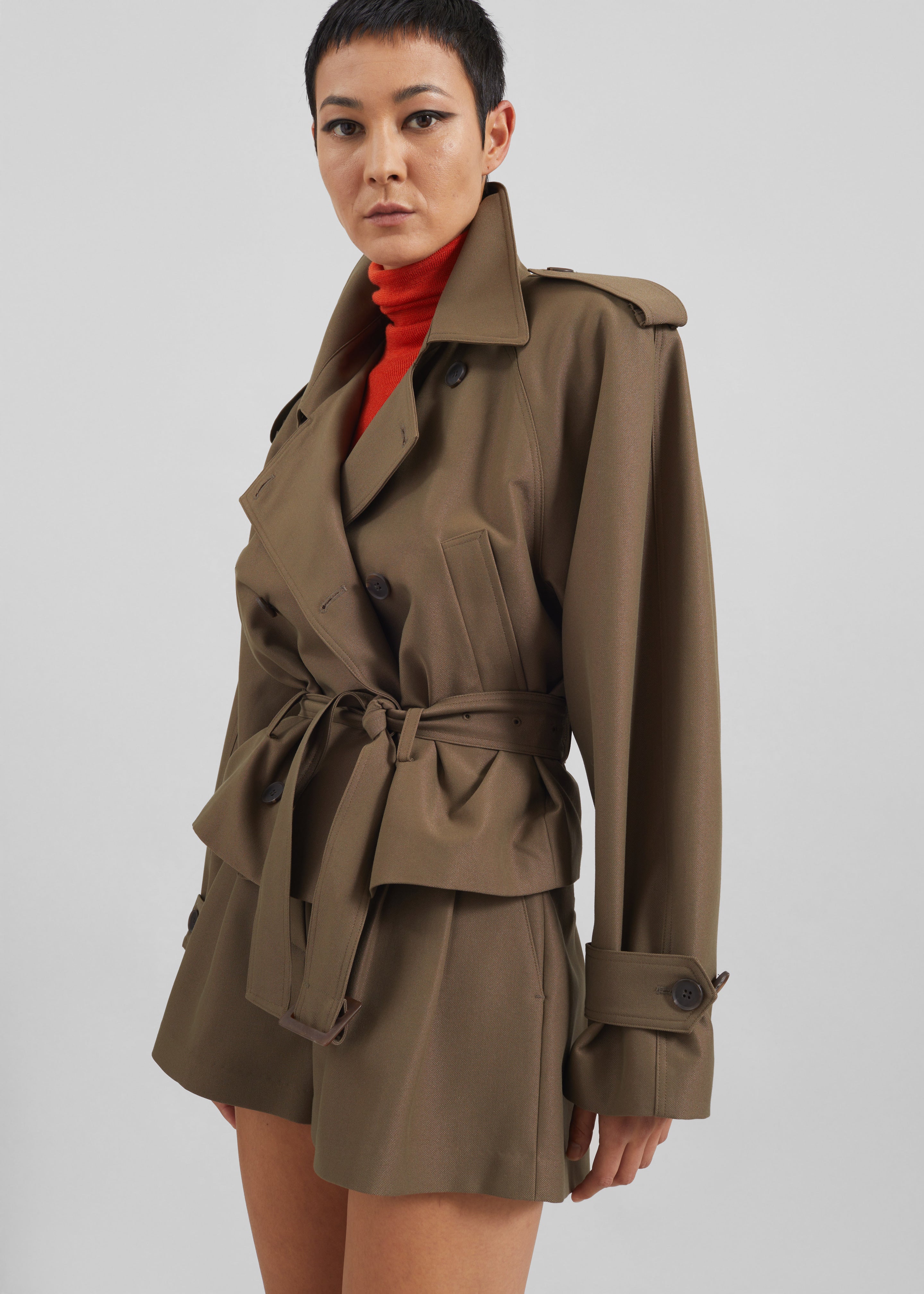 Kinsley Cropped Trench Jacket - Brown - 6