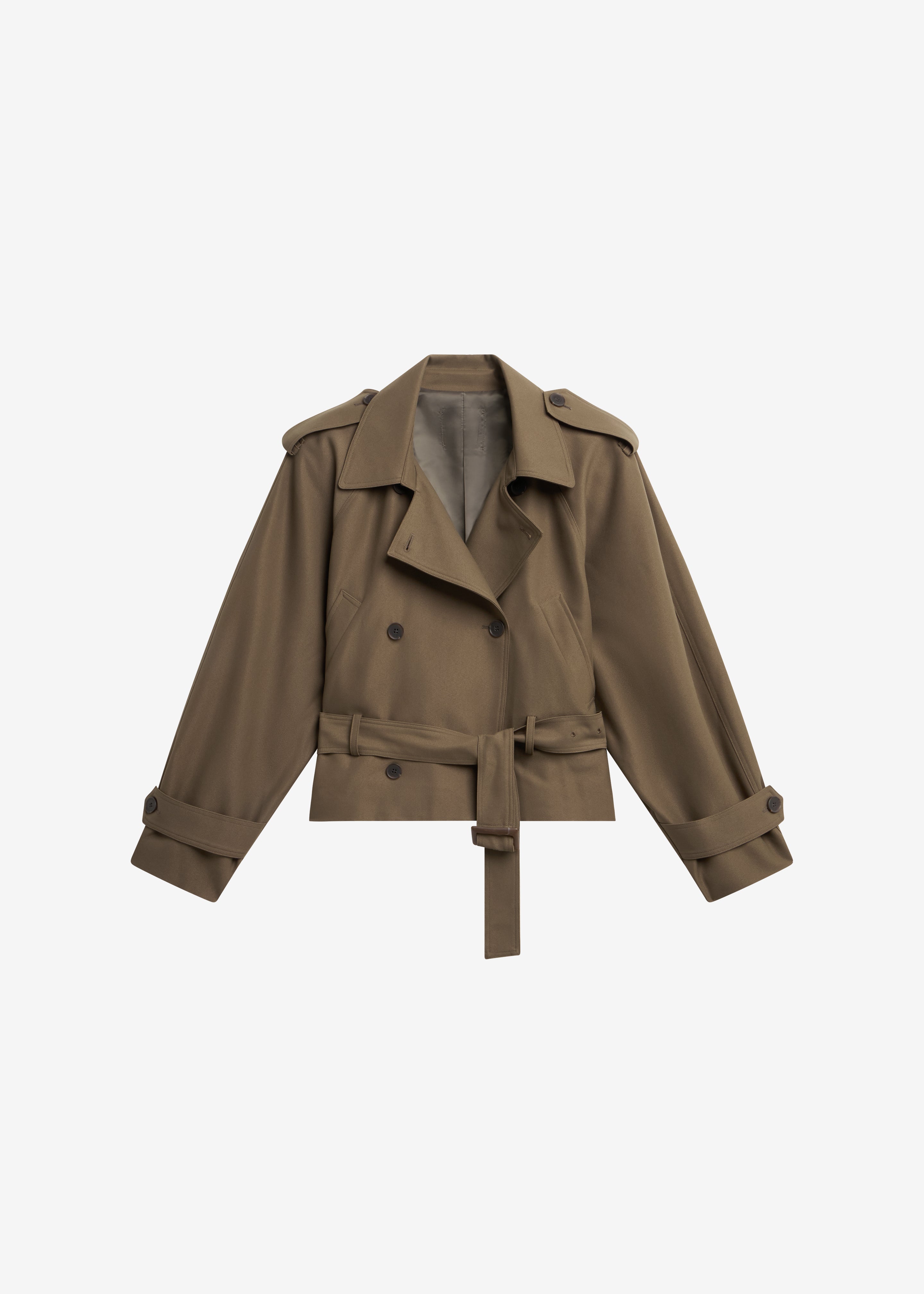 Kinsley Cropped Trench Jacket - Brown – The Frankie Shop