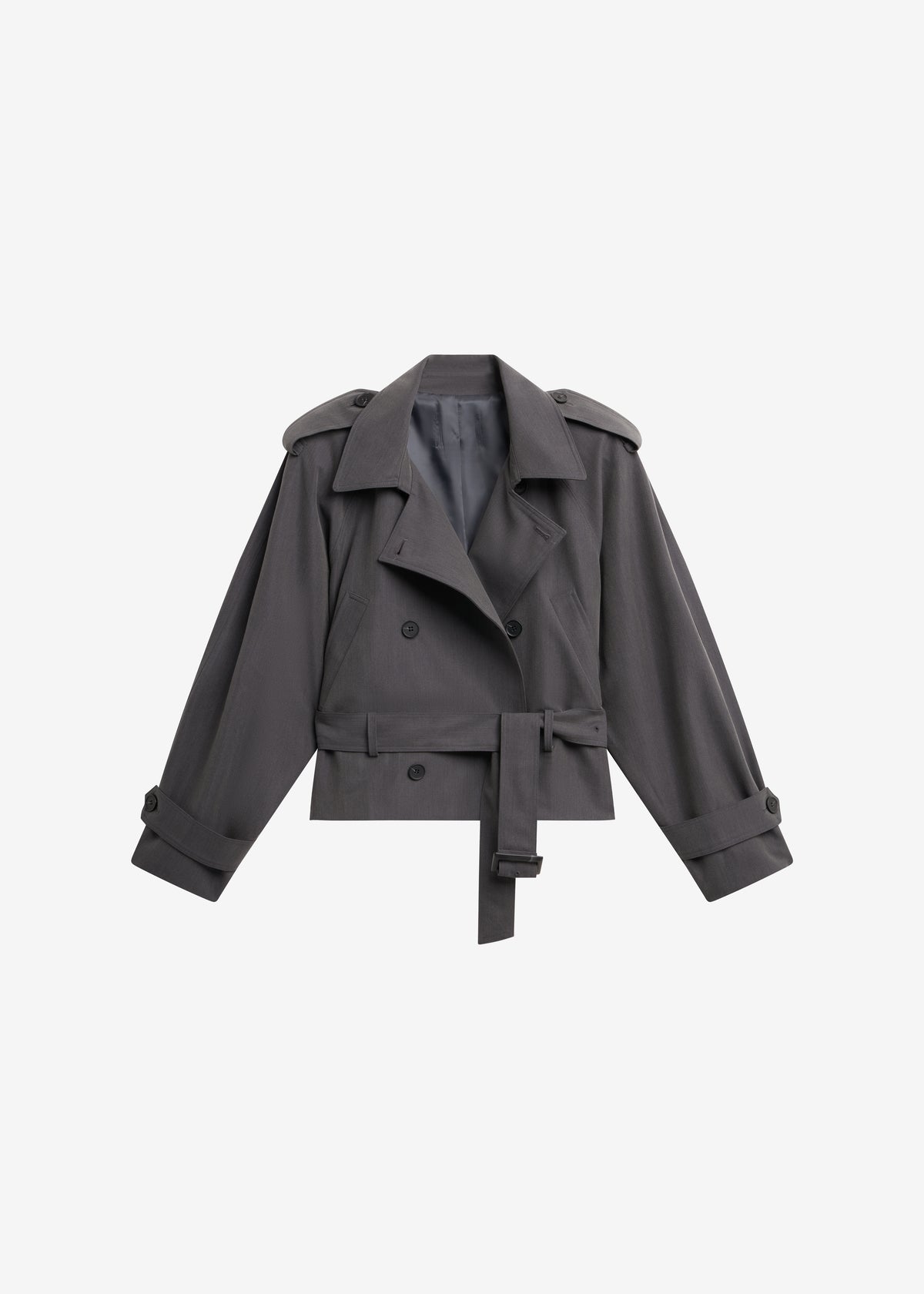 Kinsley Cropped Trench Jacket - Grey - 9