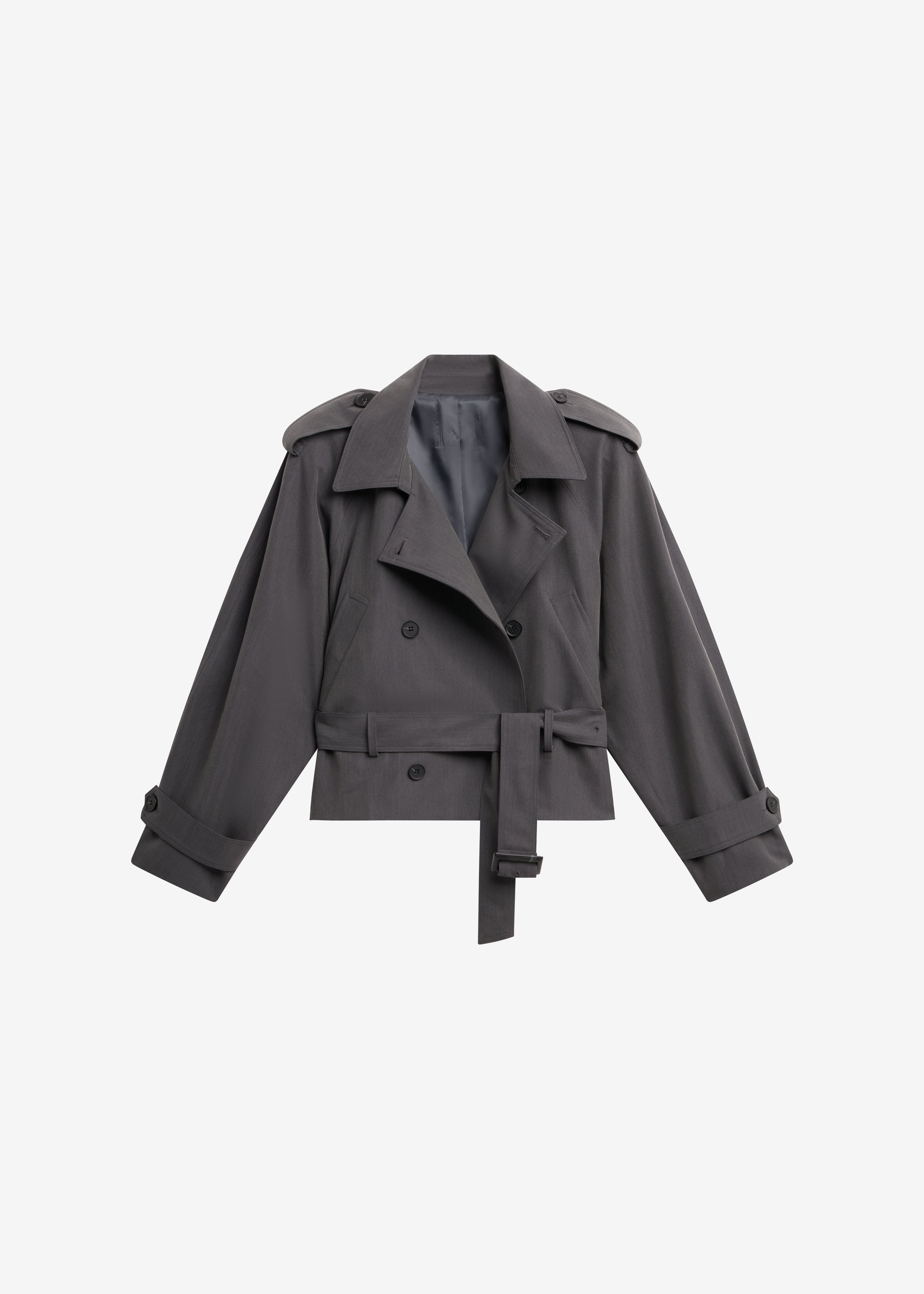 Kinsley Cropped Trench Jacket - Grey - 9