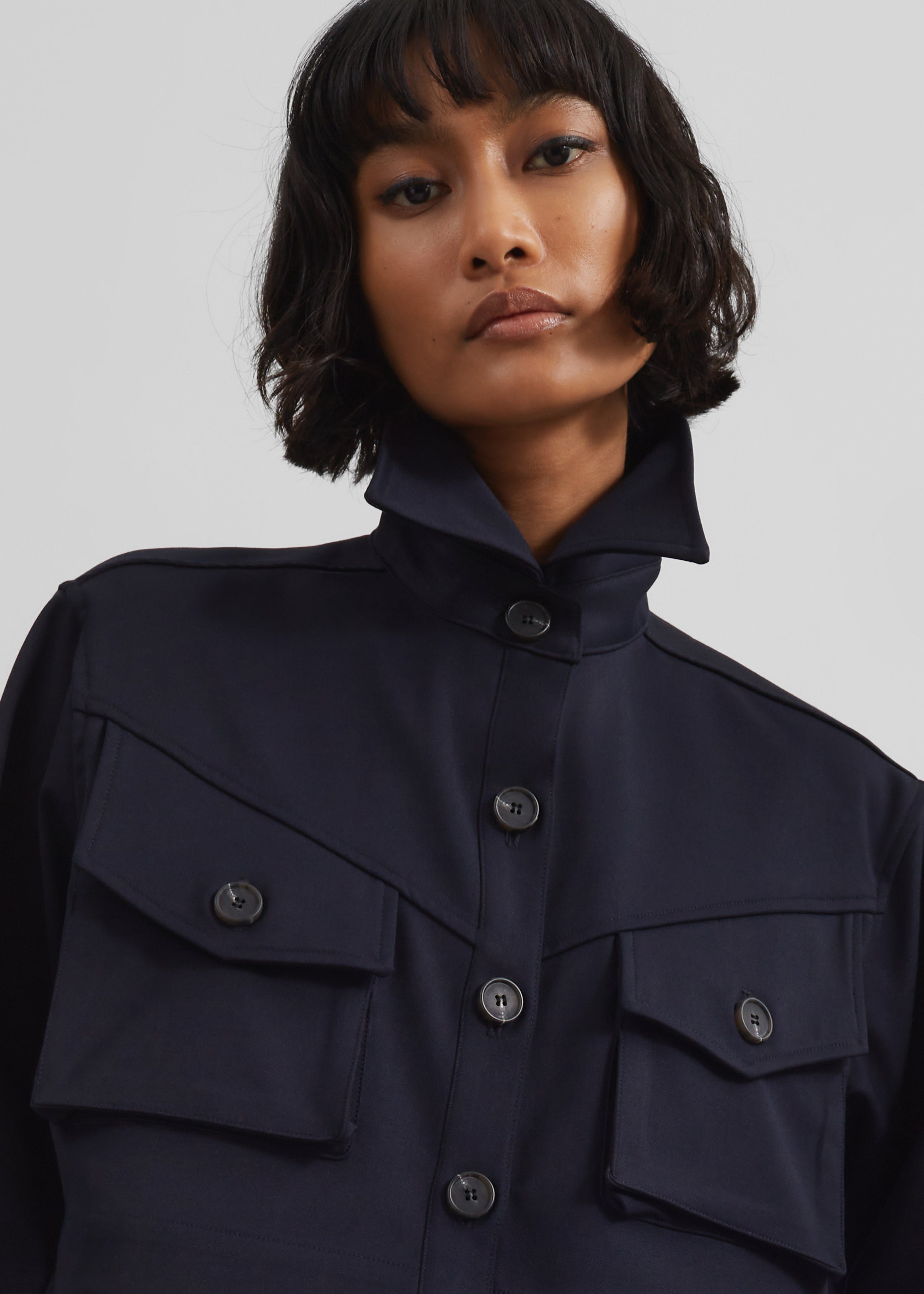 Navy blue cropped jacket hotsell