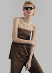 Kit Satin Strapless Top - Brown