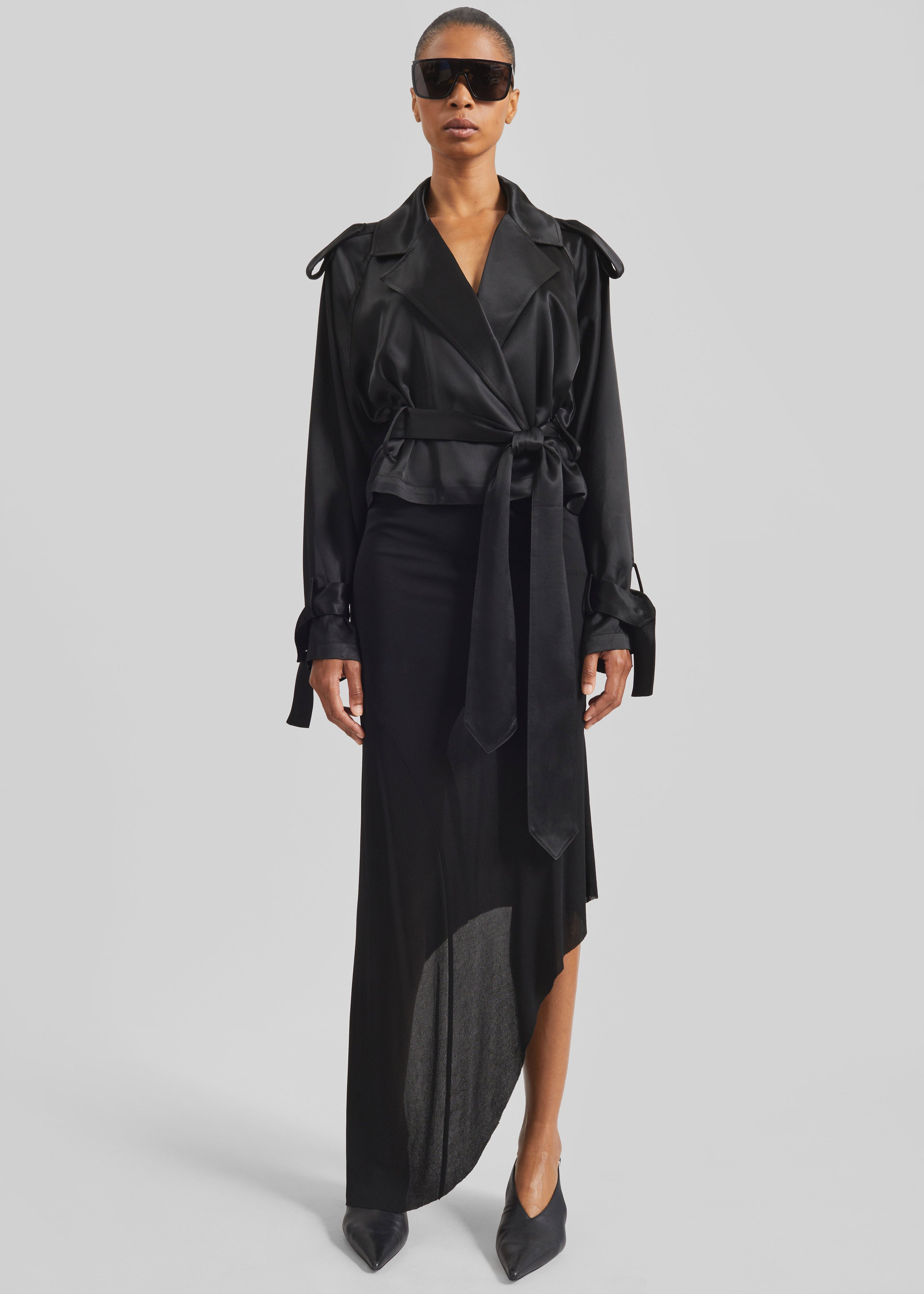 Kitty Sheer Asymmetric Skirt - Black – The Frankie Shop