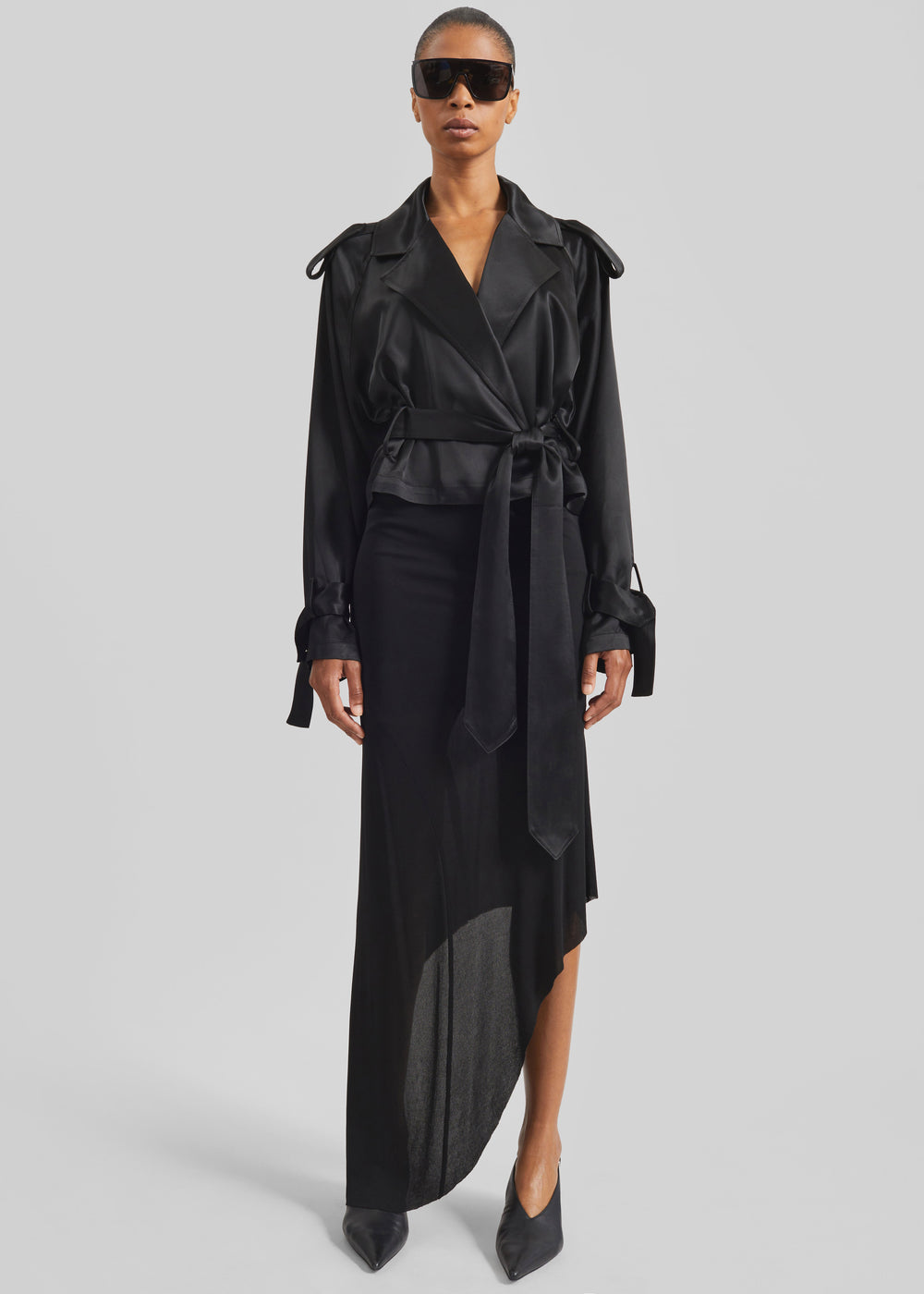 Kitty Sheer Asymmetric Skirt - Black - 1