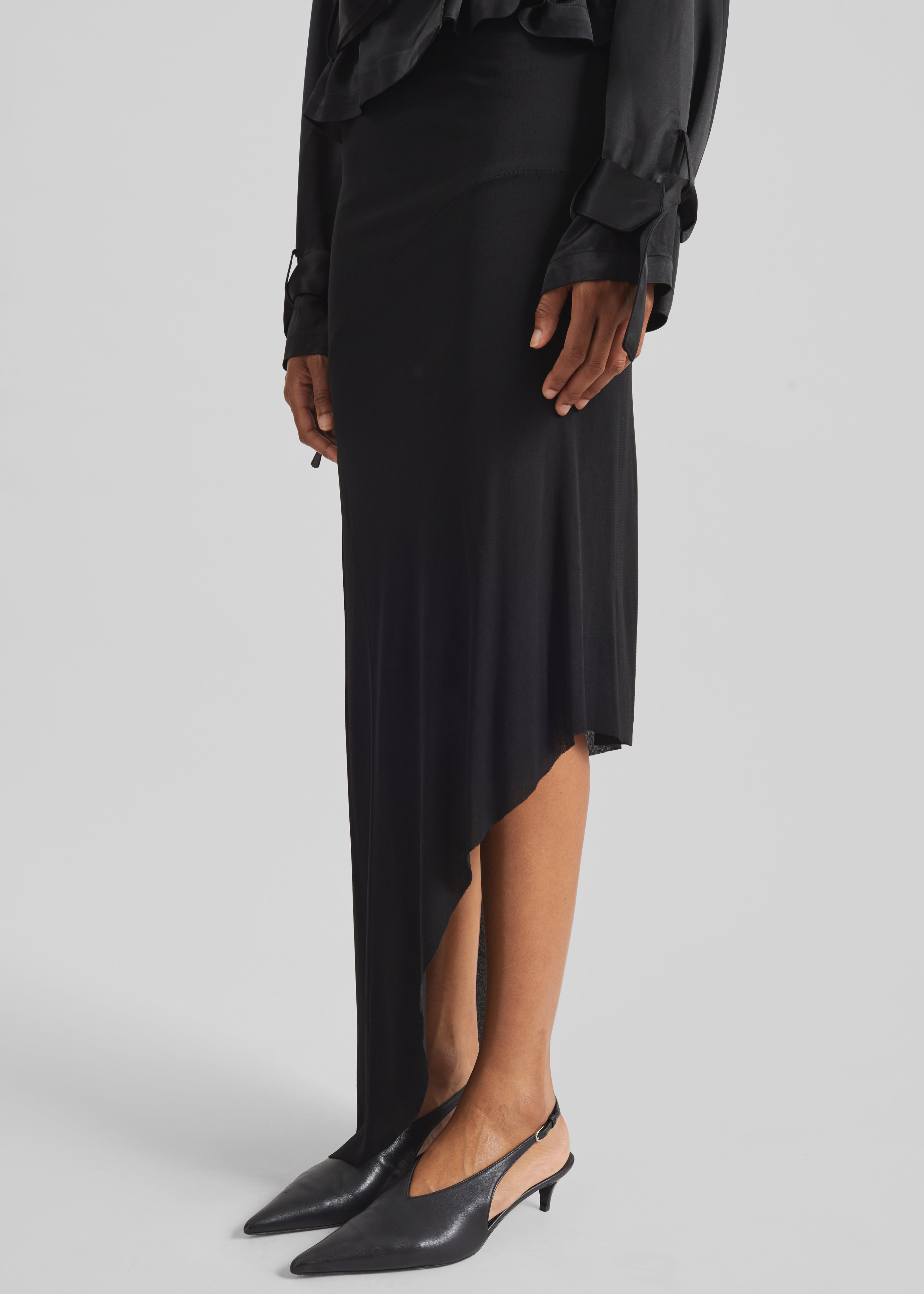 Kitty Sheer Asymmetric Skirt - Black - 6