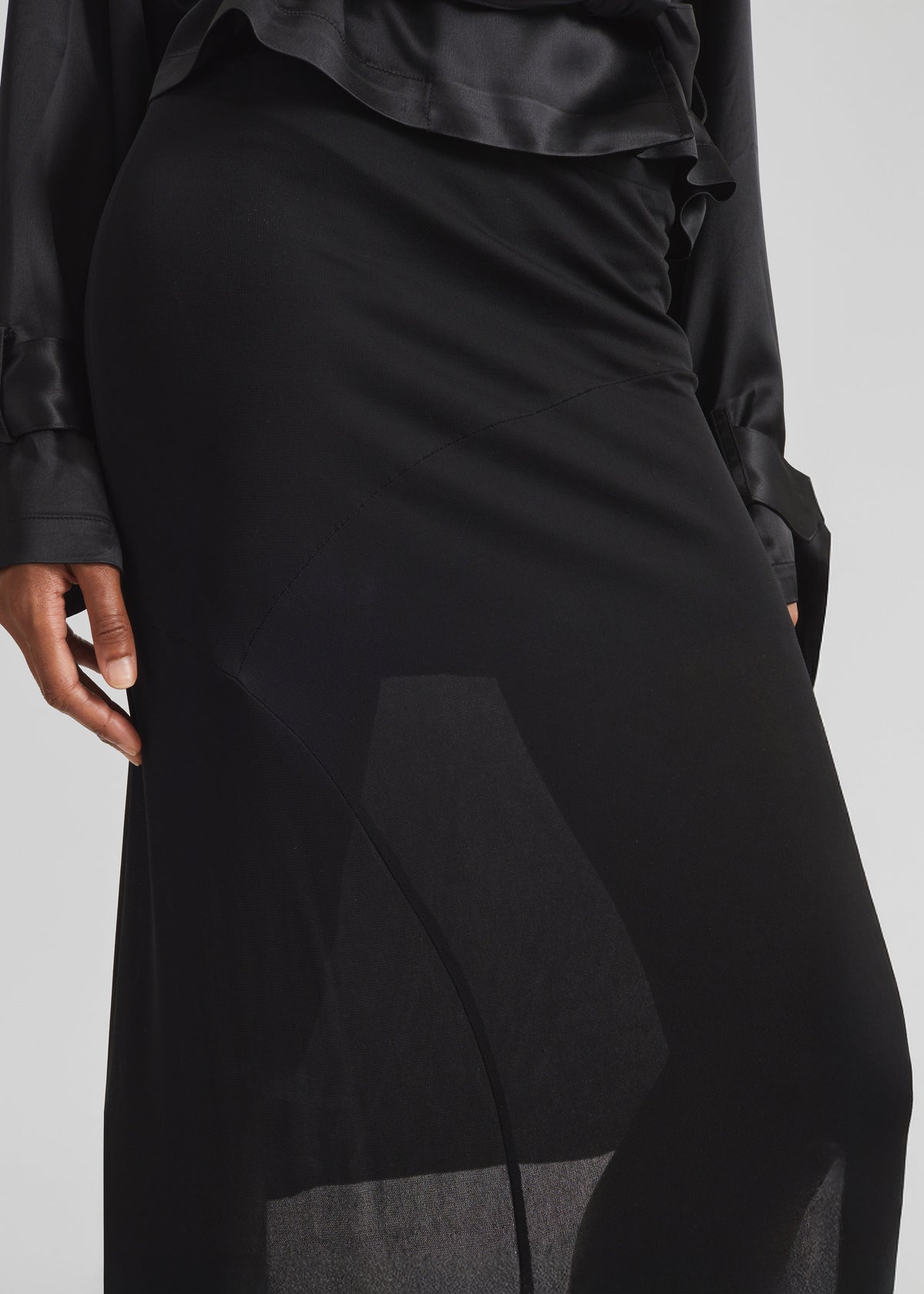 Kitty Sheer Asymmetric Skirt - Black - 7