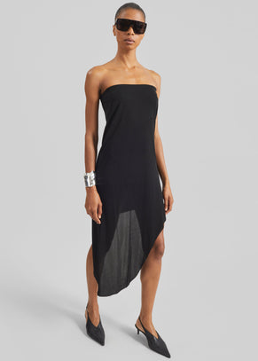 Kitty Sheer Asymmetric Skirt - Black