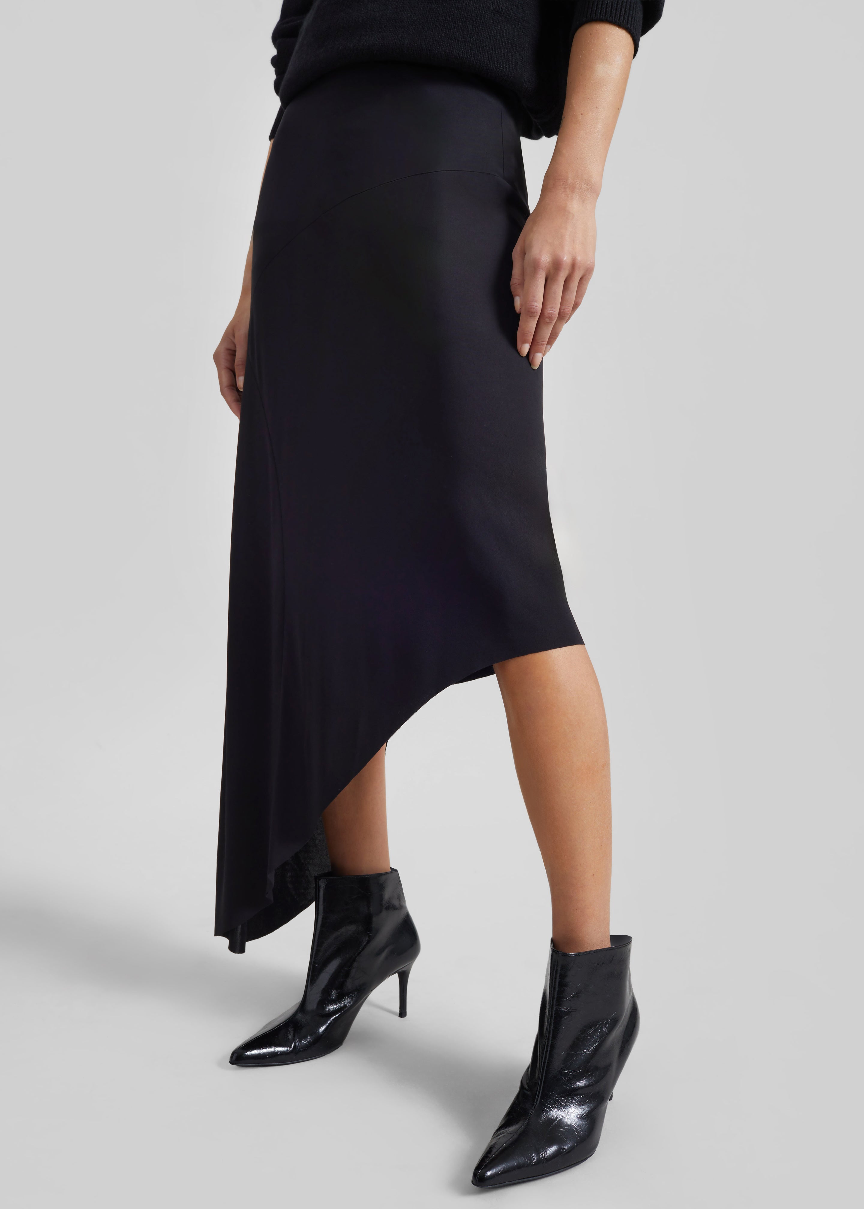 Kitty Sheer Asymmetric Skirt - Black - 2