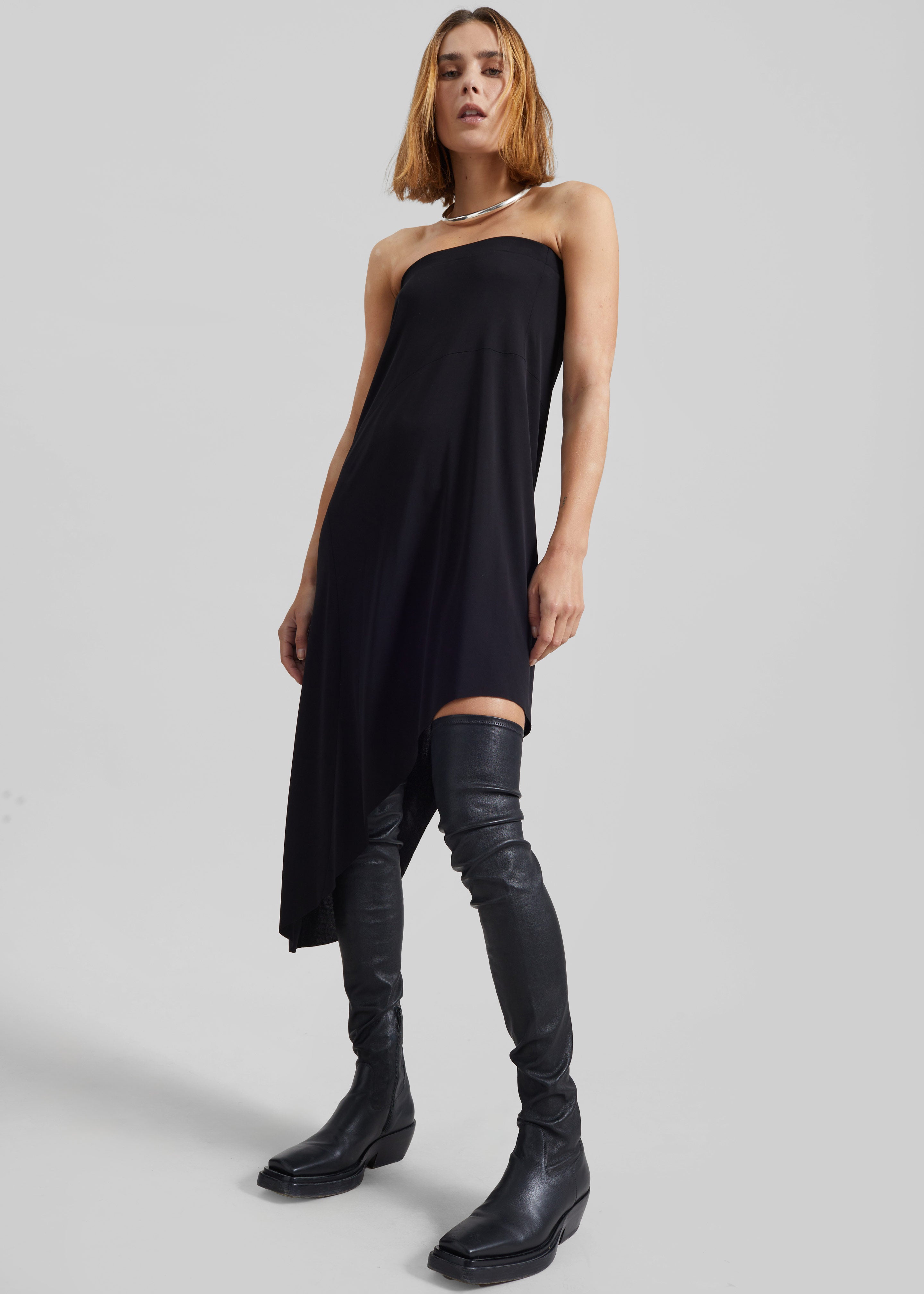 Kitty Sheer Asymmetric Skirt - Black - 1