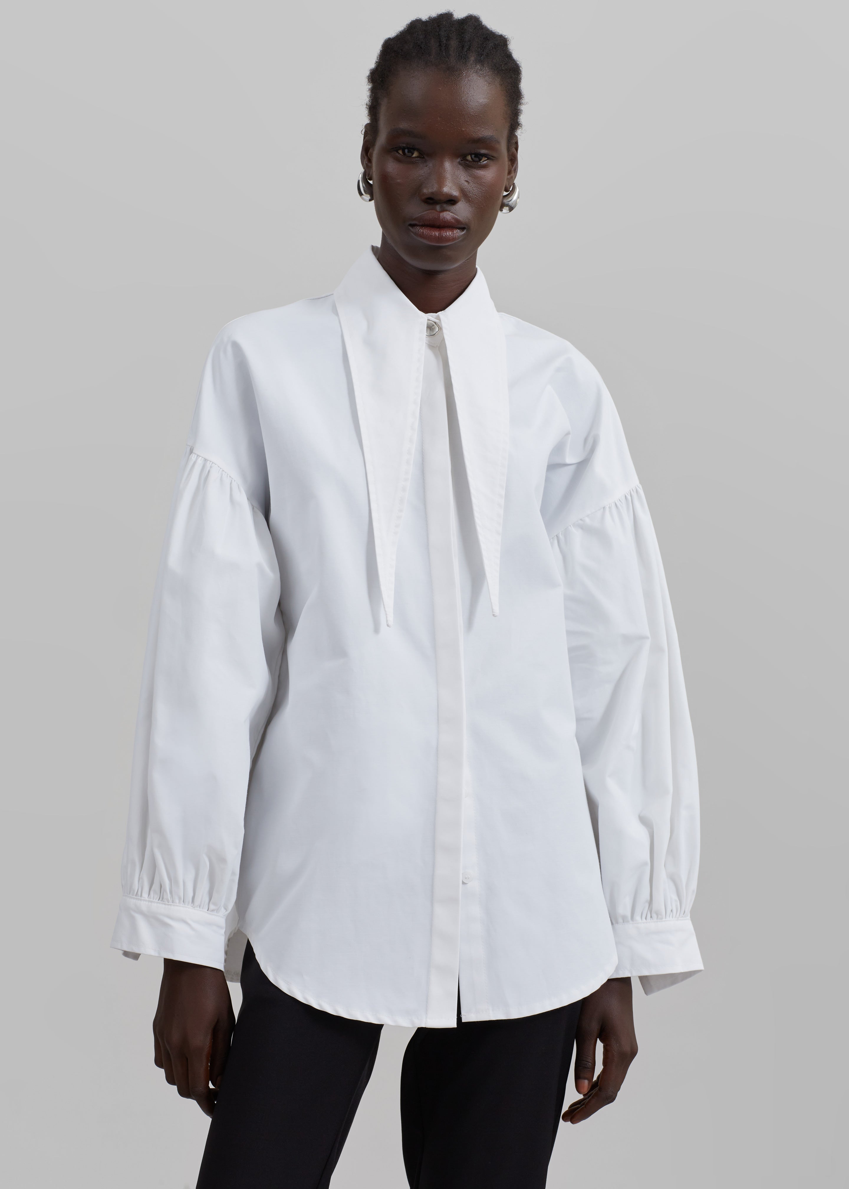 Klara Long Collar Shirt - White - 10