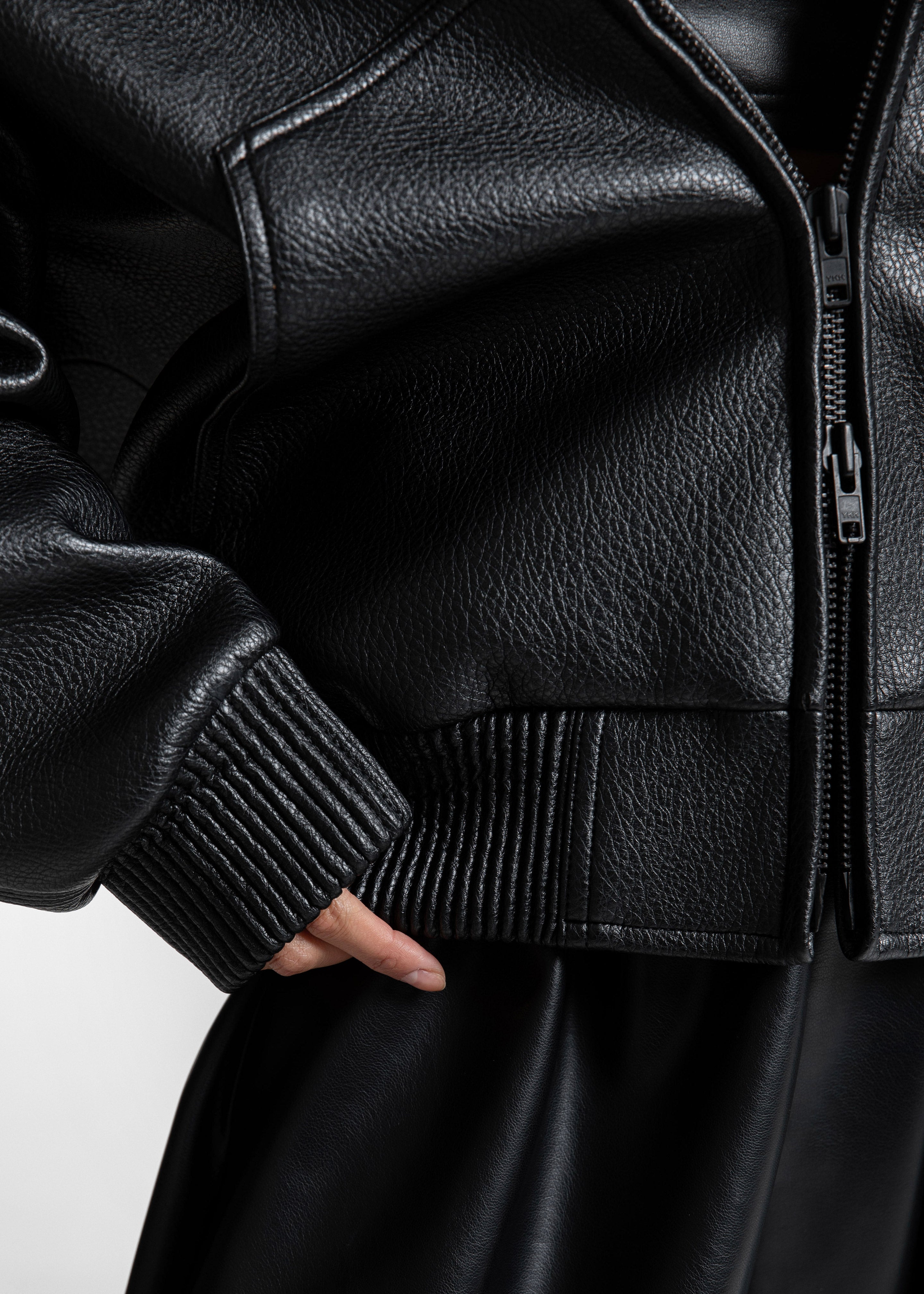 Kodai Faux Leather Bomber Jacket - Black – The Frankie Shop