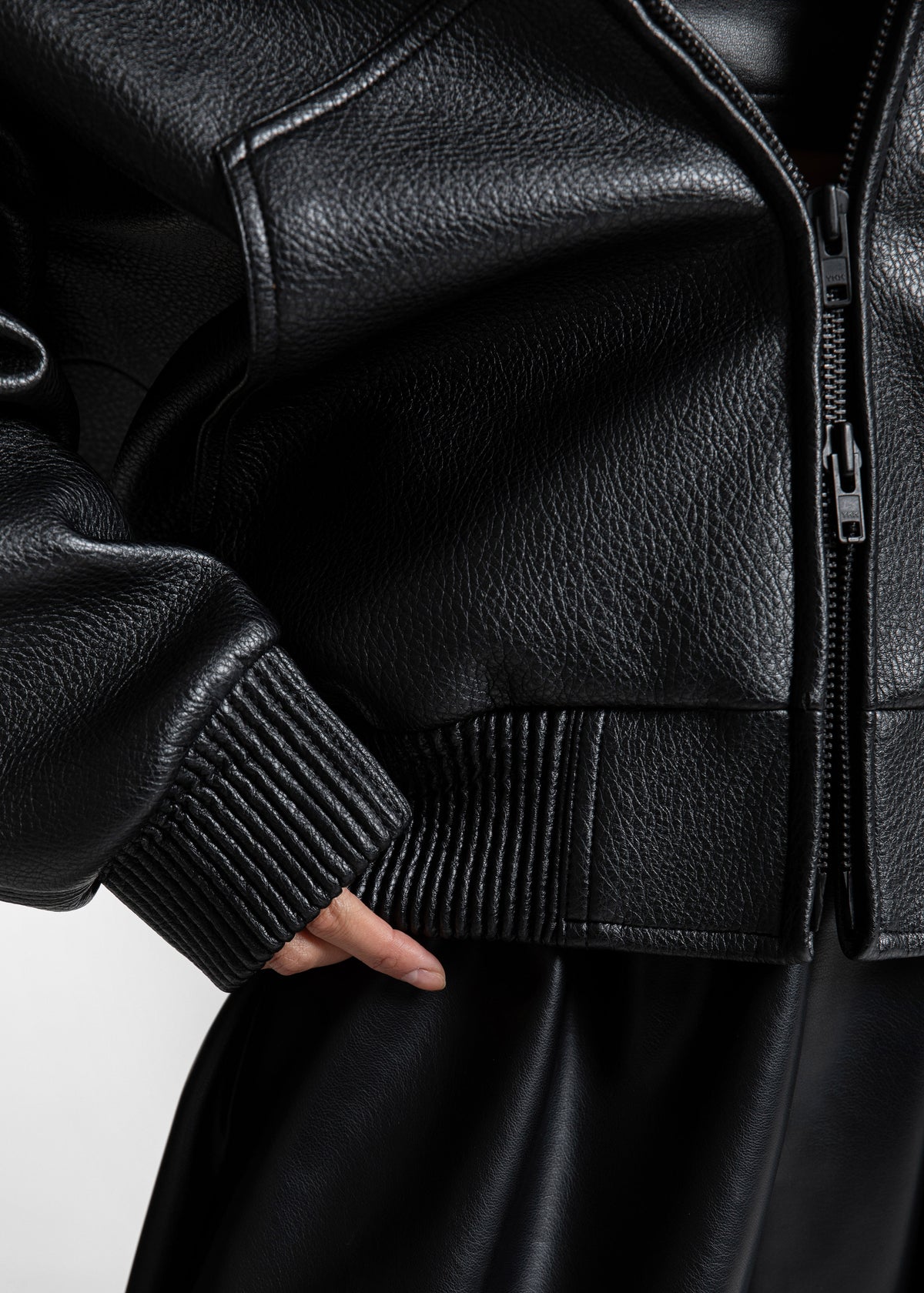 Kodai Faux Leather Bomber Jacket - Black - 9