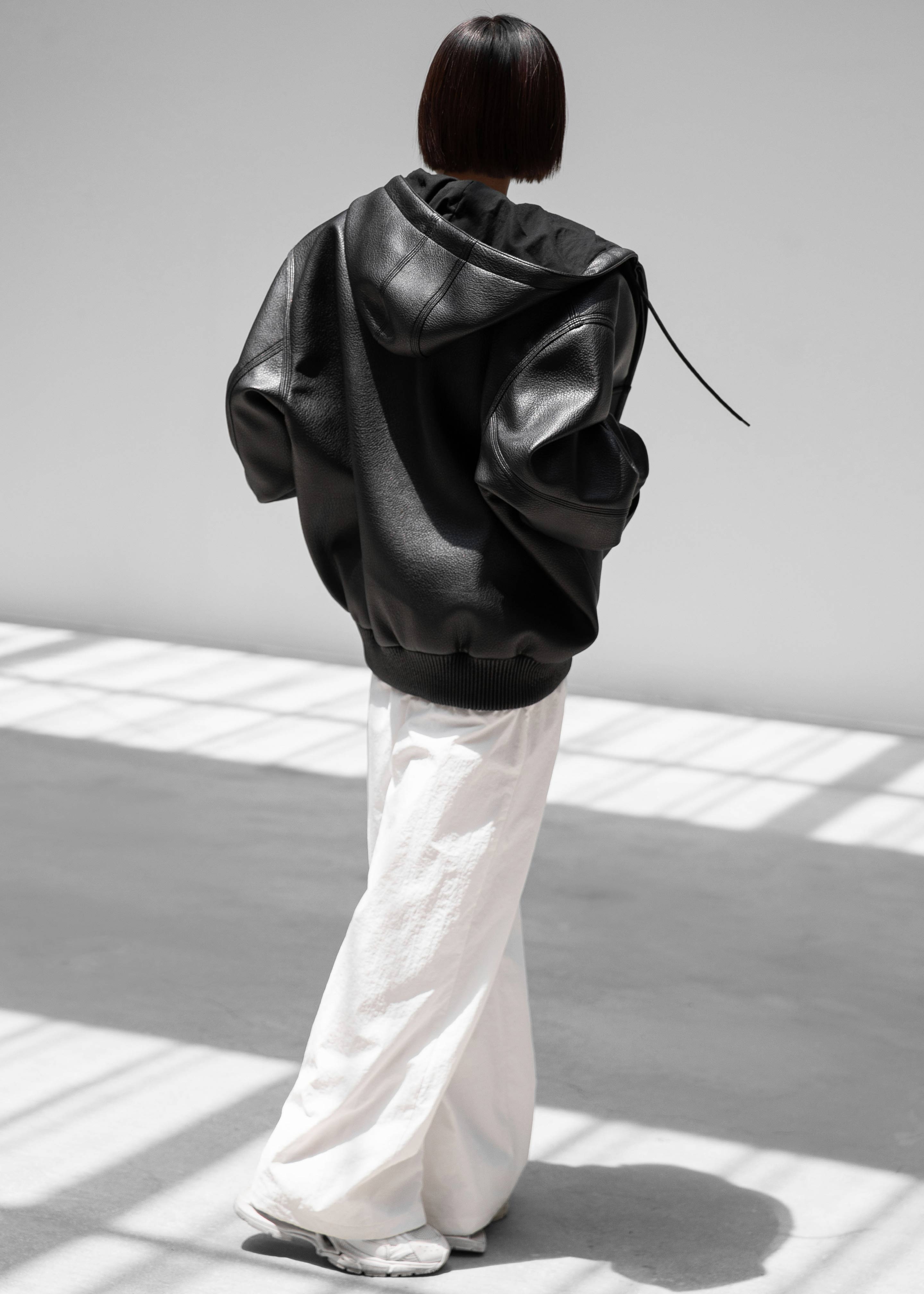 Kodai Faux Leather Bomber Jacket - Black – The Frankie Shop