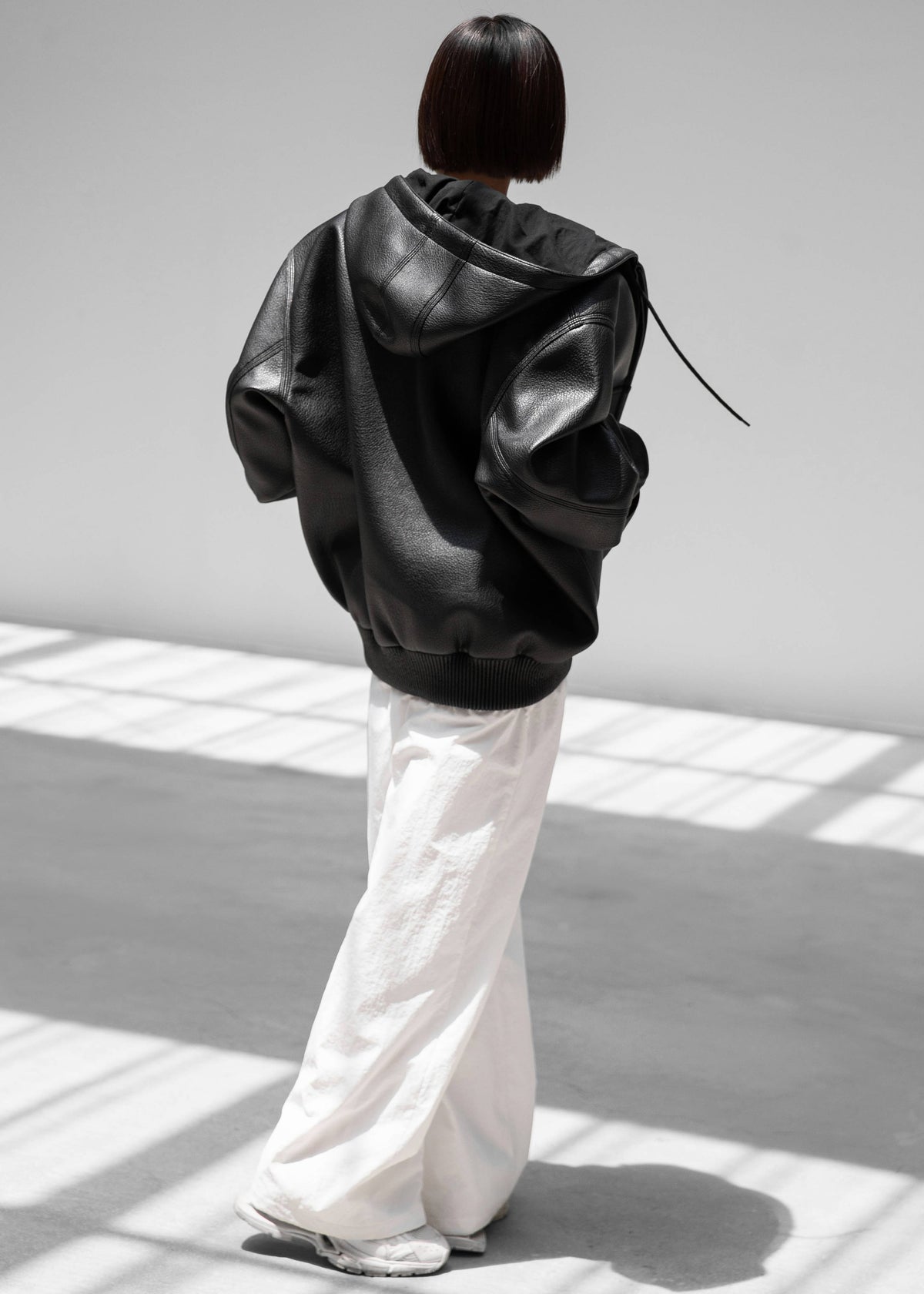 Kodai Faux Leather Bomber Jacket - Black - 12