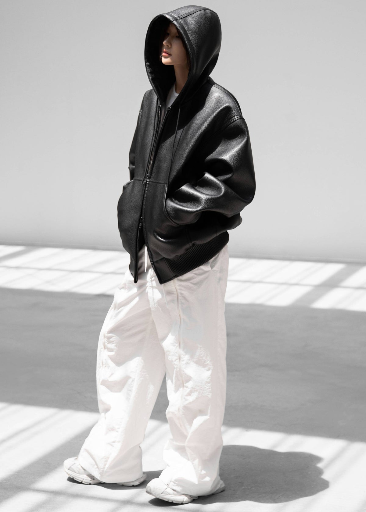 Kodai Faux Leather Bomber Jacket - Black - 3