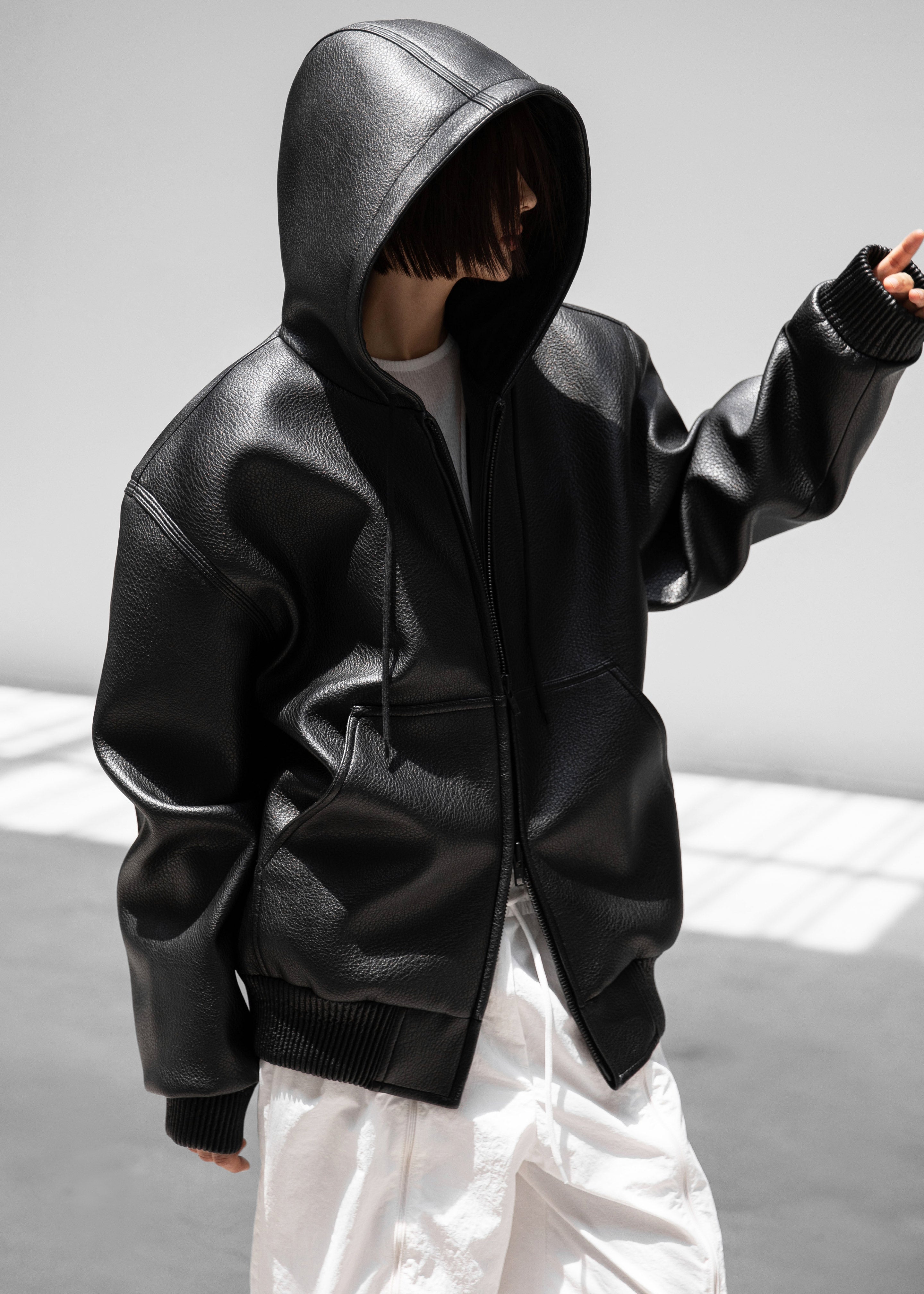 Kodai Faux Leather Bomber Jacket - Black – The Frankie Shop