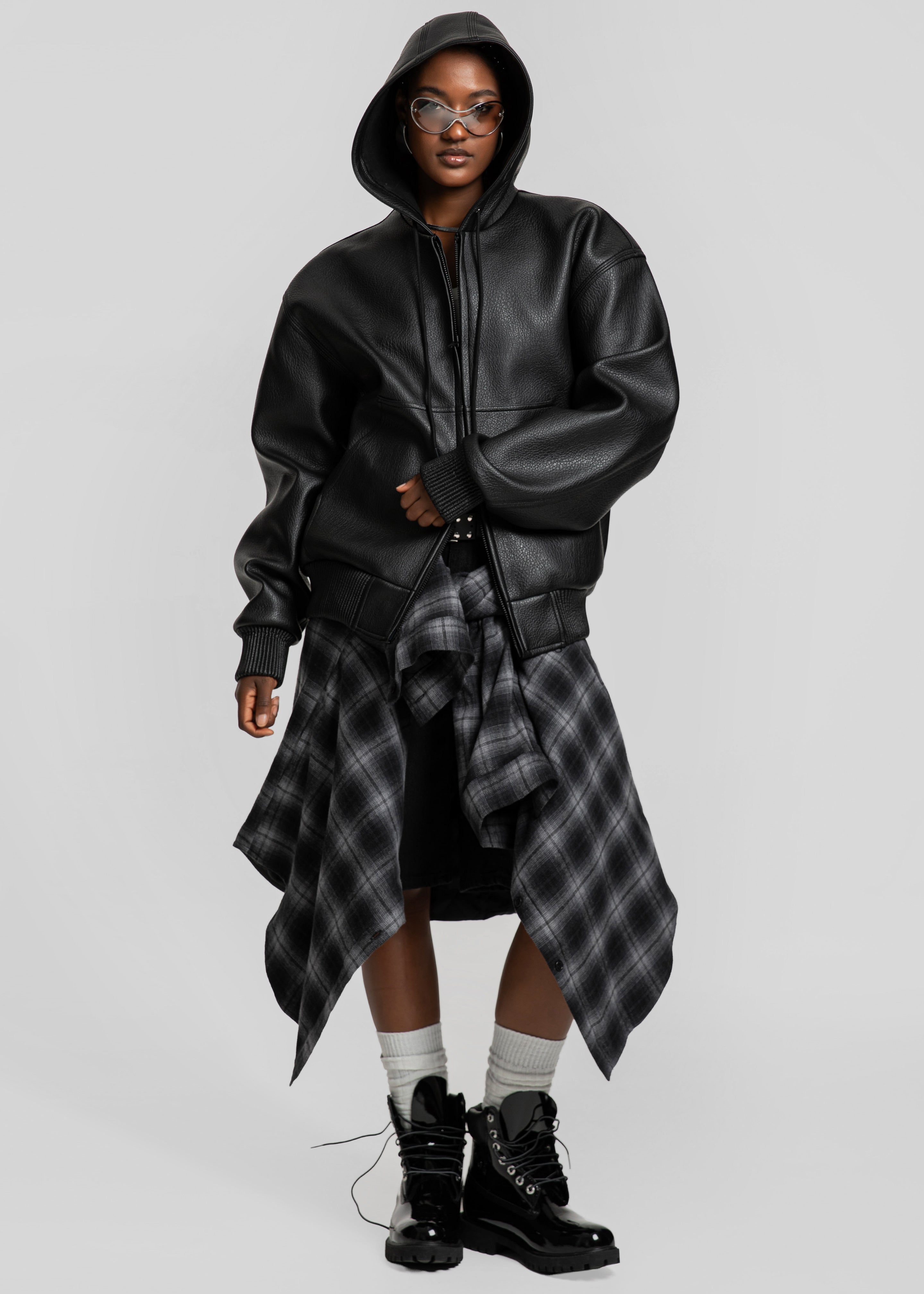 Kodai Faux Leather Bomber Jacket - Black – The Frankie Shop