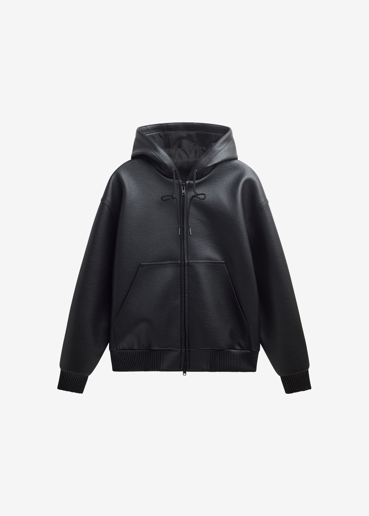 Kodai Faux Leather Bomber Jacket - Black - 13