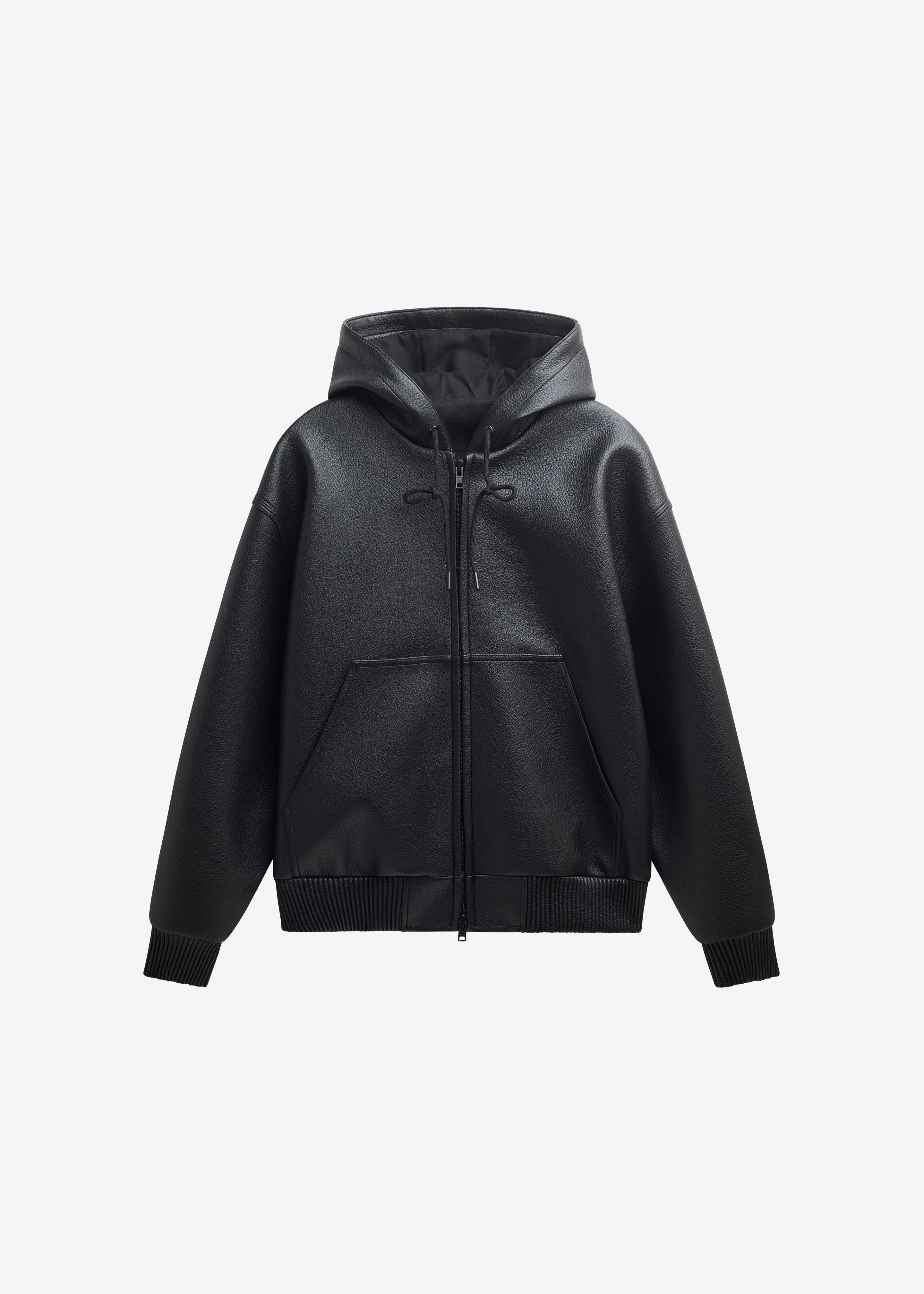 Kodai Faux Leather Bomber Jacket - Black - 13