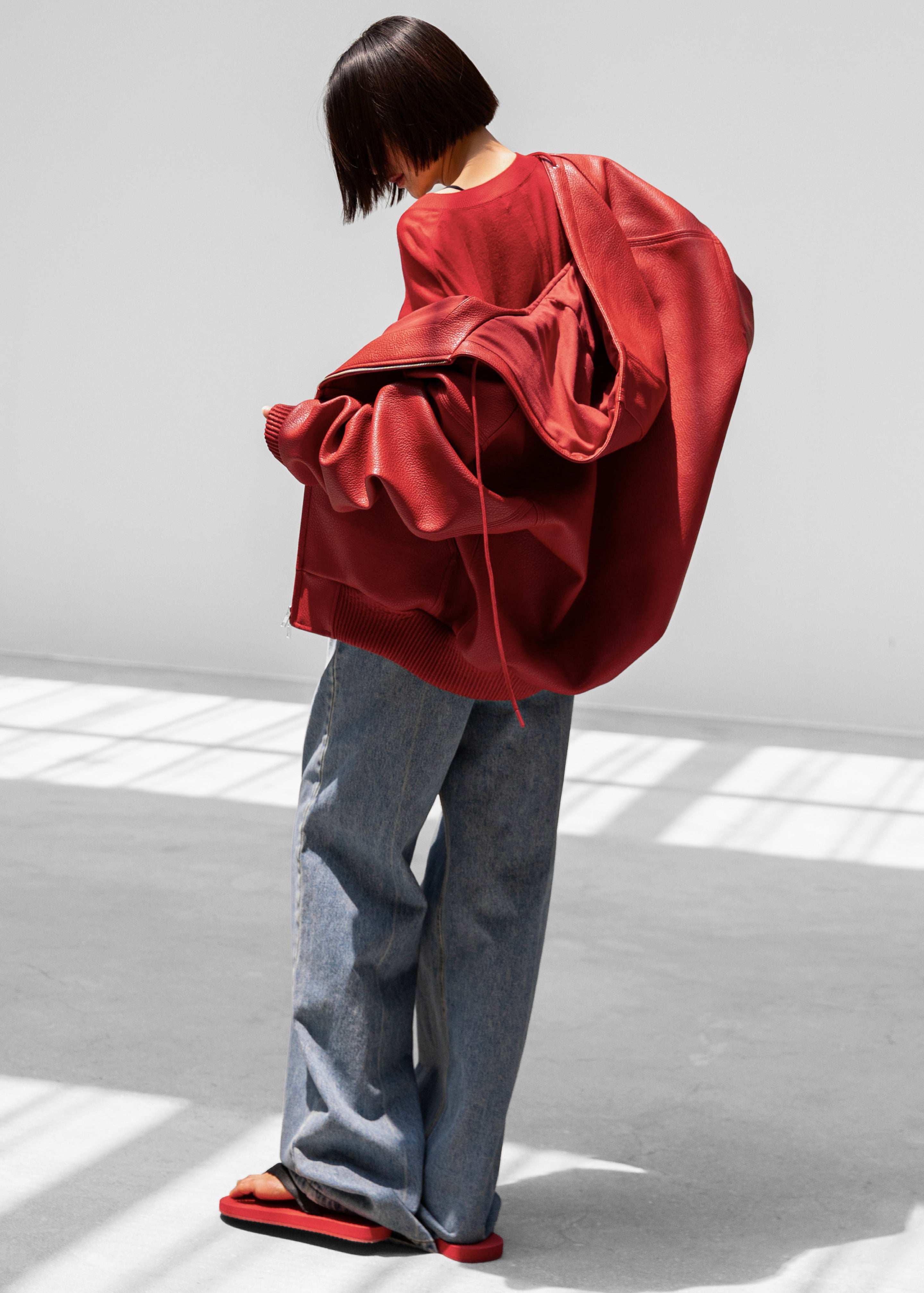 Kodai Faux Leather Bomber Jacket - Red – The Frankie Shop