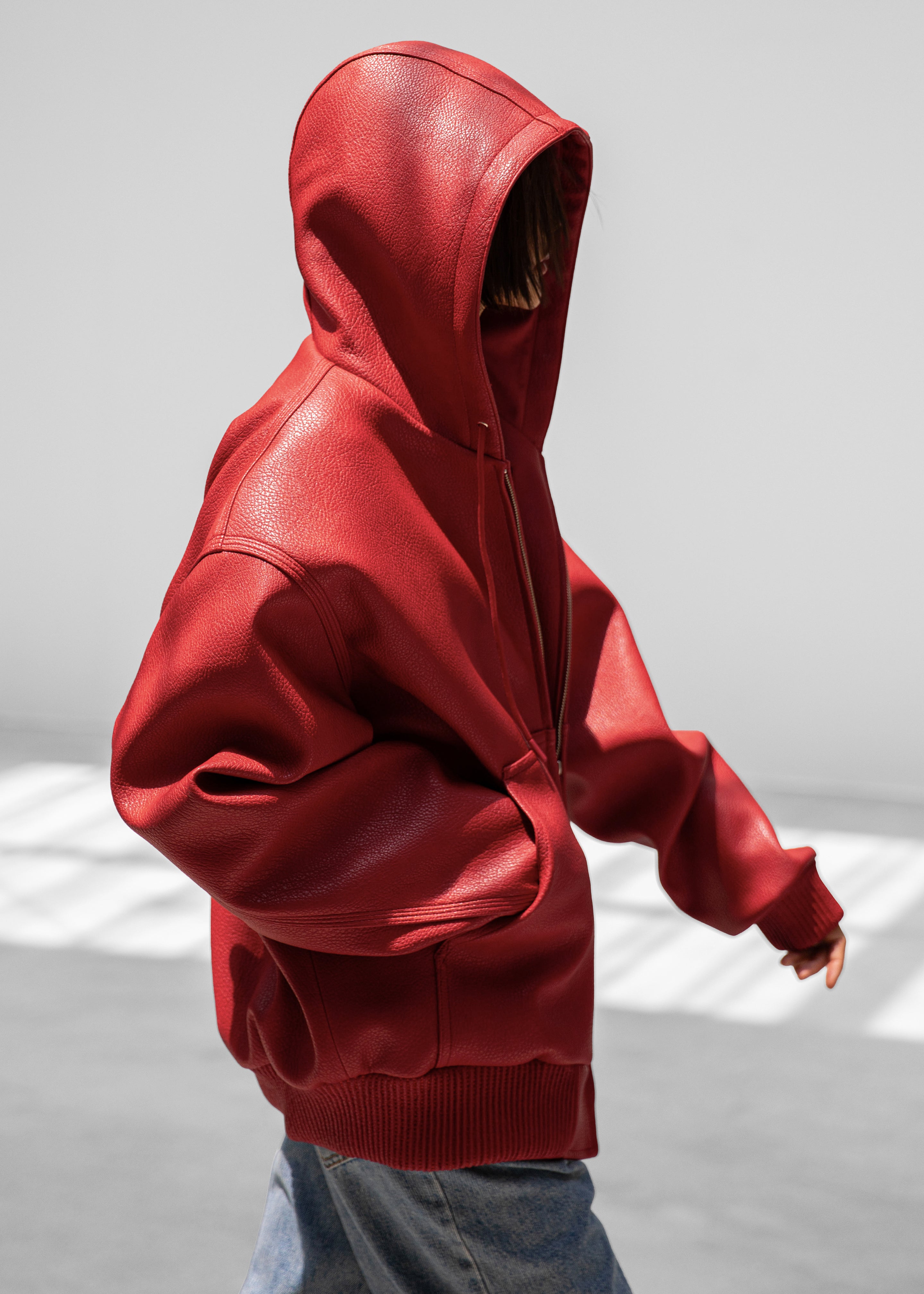 Kodai Faux Leather Bomber Jacket - Red – The Frankie Shop