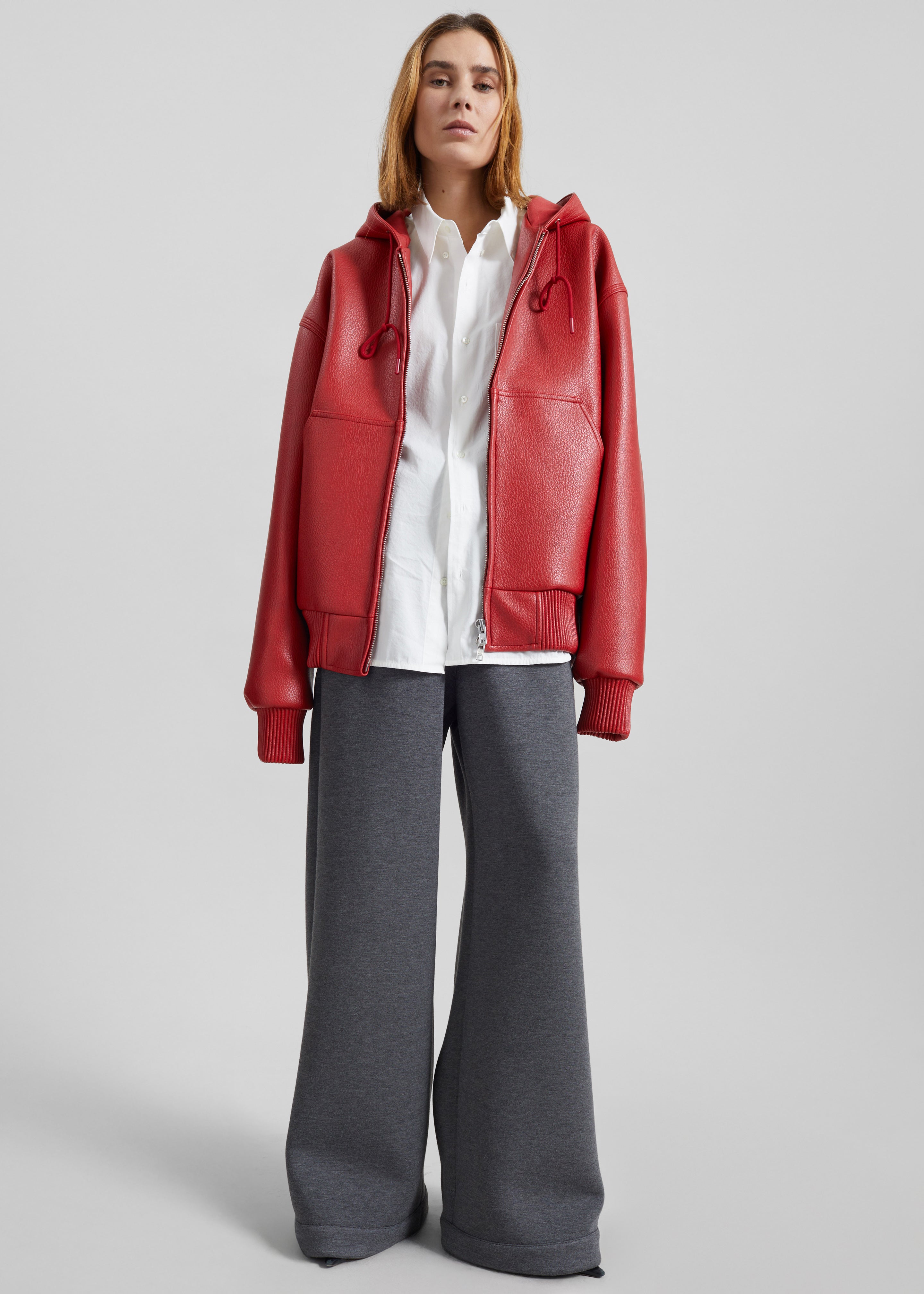 Kodai Faux Leather Bomber Jacket - Red – The Frankie Shop