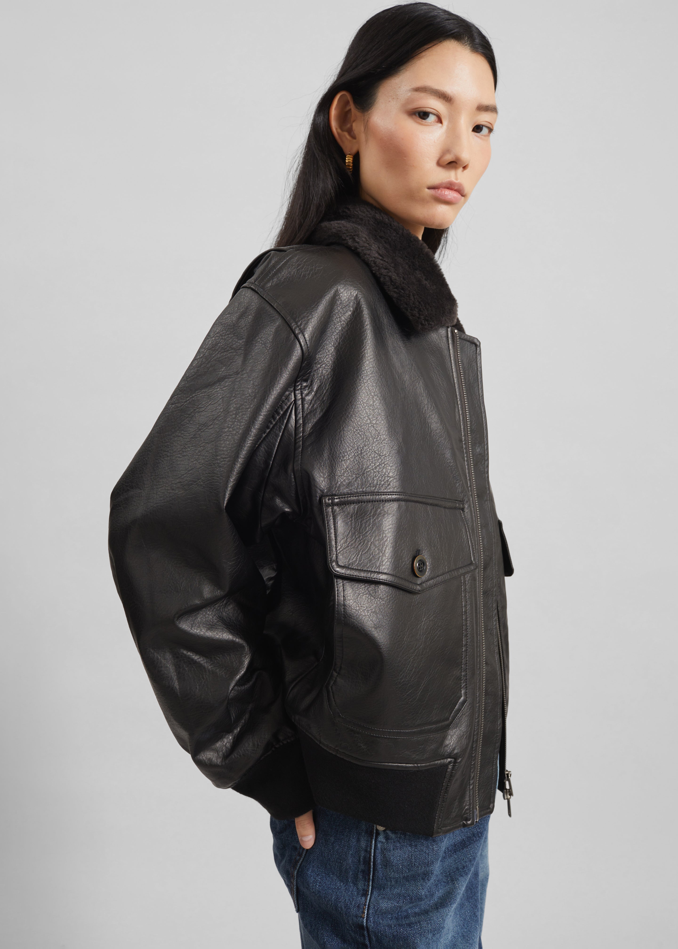 Kollam Faux Leather Boxy Jacket - Black – The Frankie Shop