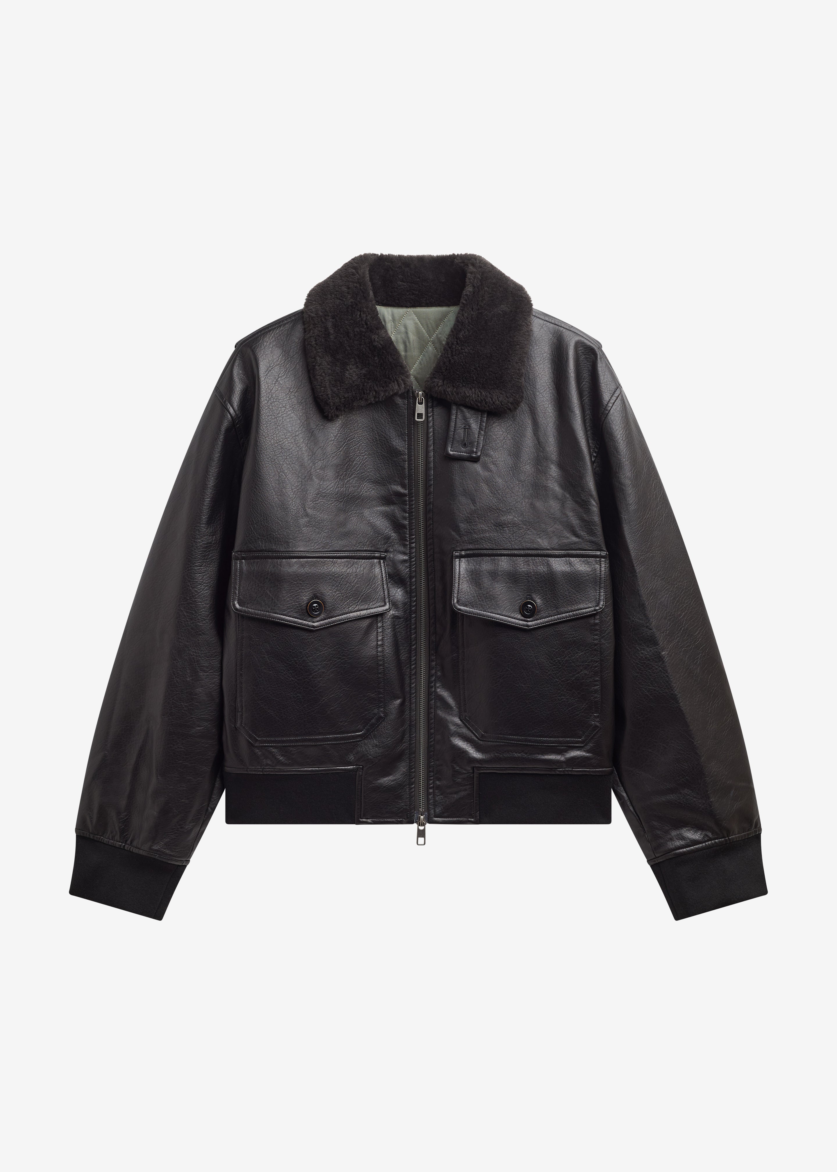 Kollam Faux Leather Boxy Jacket - Black - 8