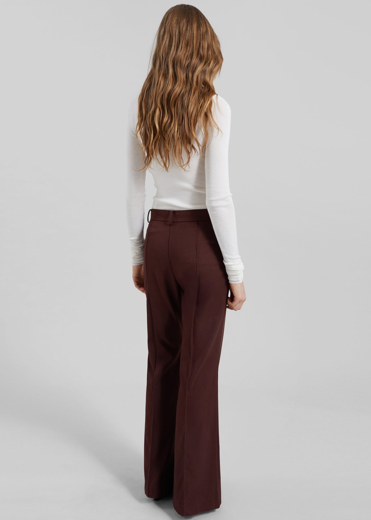 Kvale Pintuck Flared Trousers - Burgundy - 6