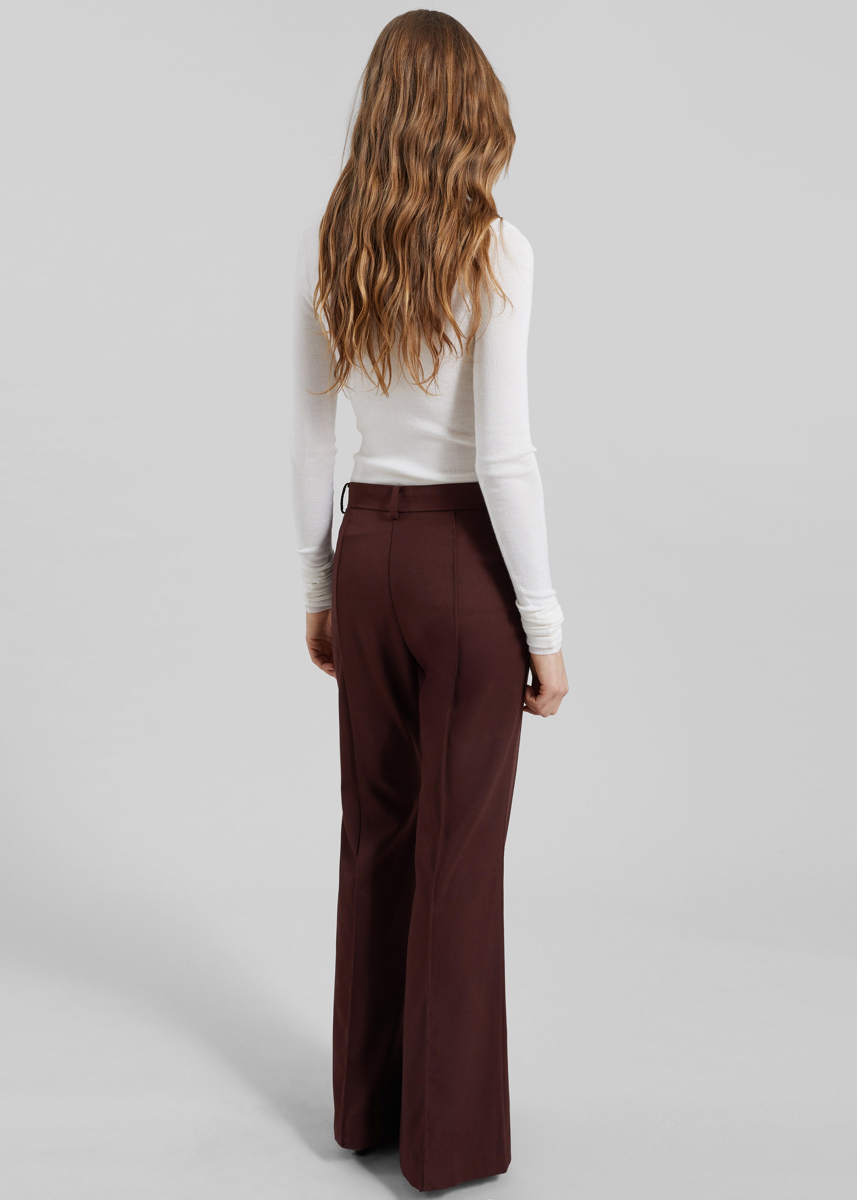 Kvale Pintuck Flared Trousers - Burgundy - 6