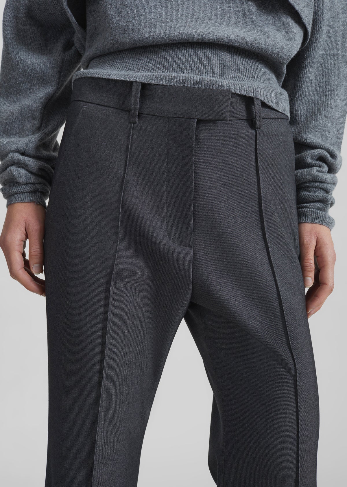 Kvale Pintuck Flared Trousers - Dark Grey - 5