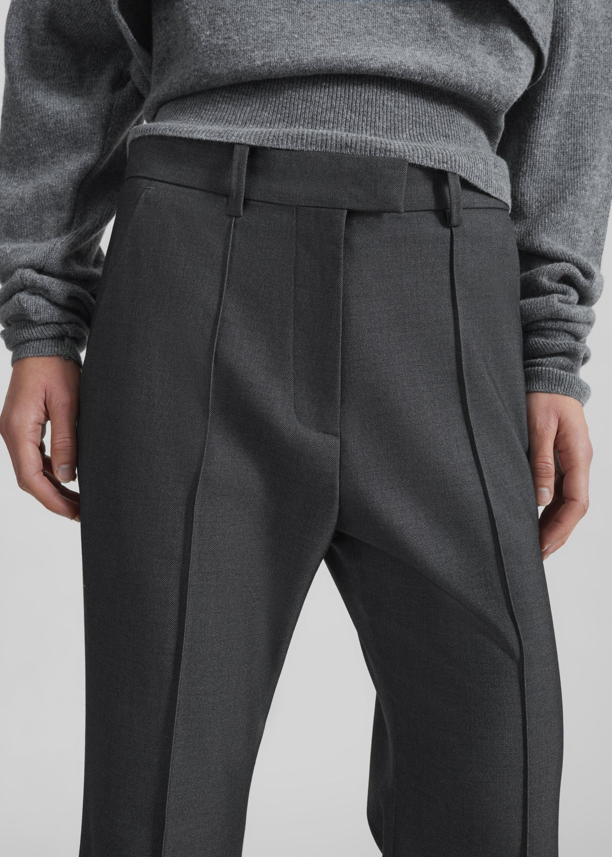 Kvale Pintuck Flared Trousers - Dark Grey - 5