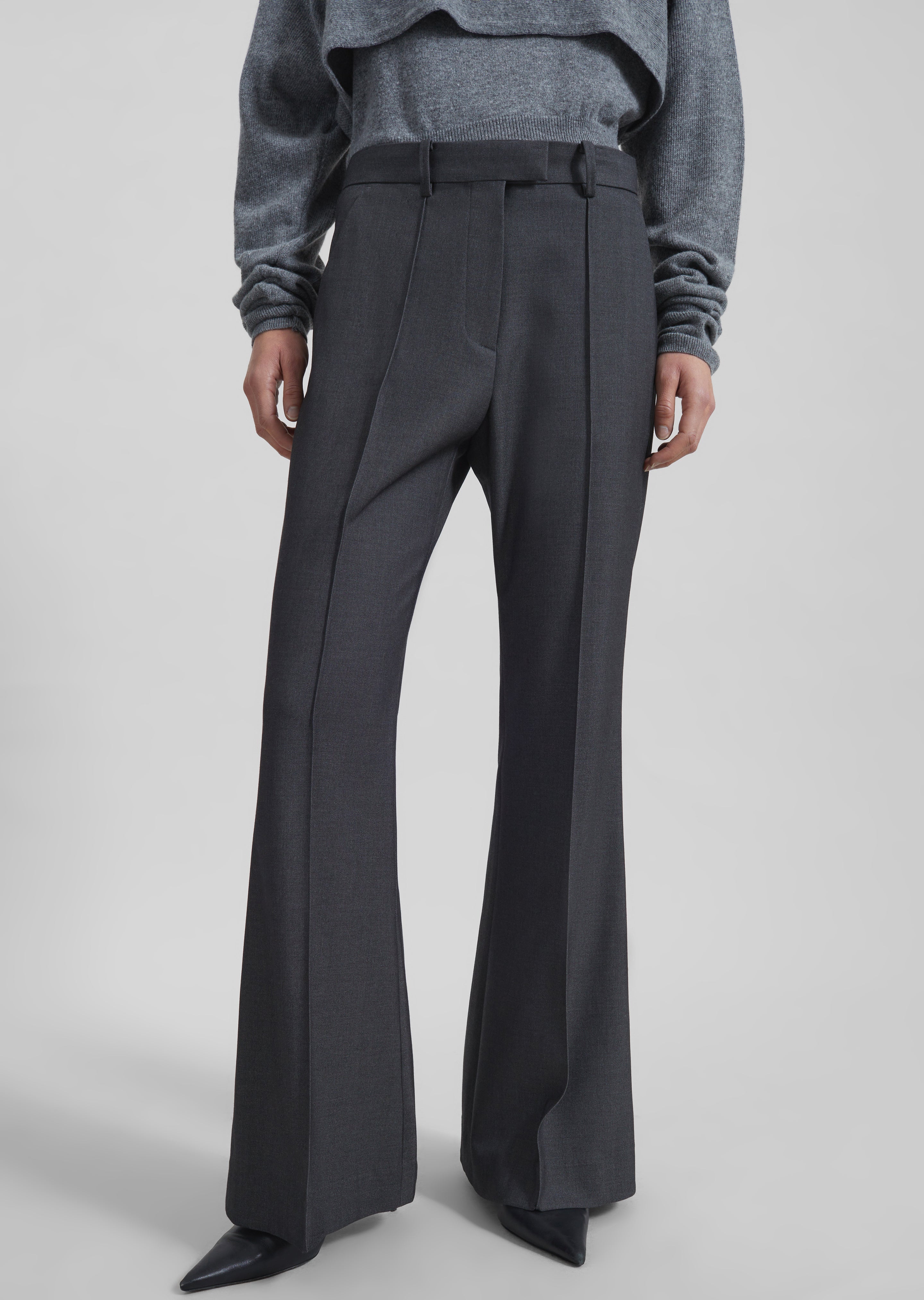 Kvale Pintuck Flared Trousers - Dark Grey - 4