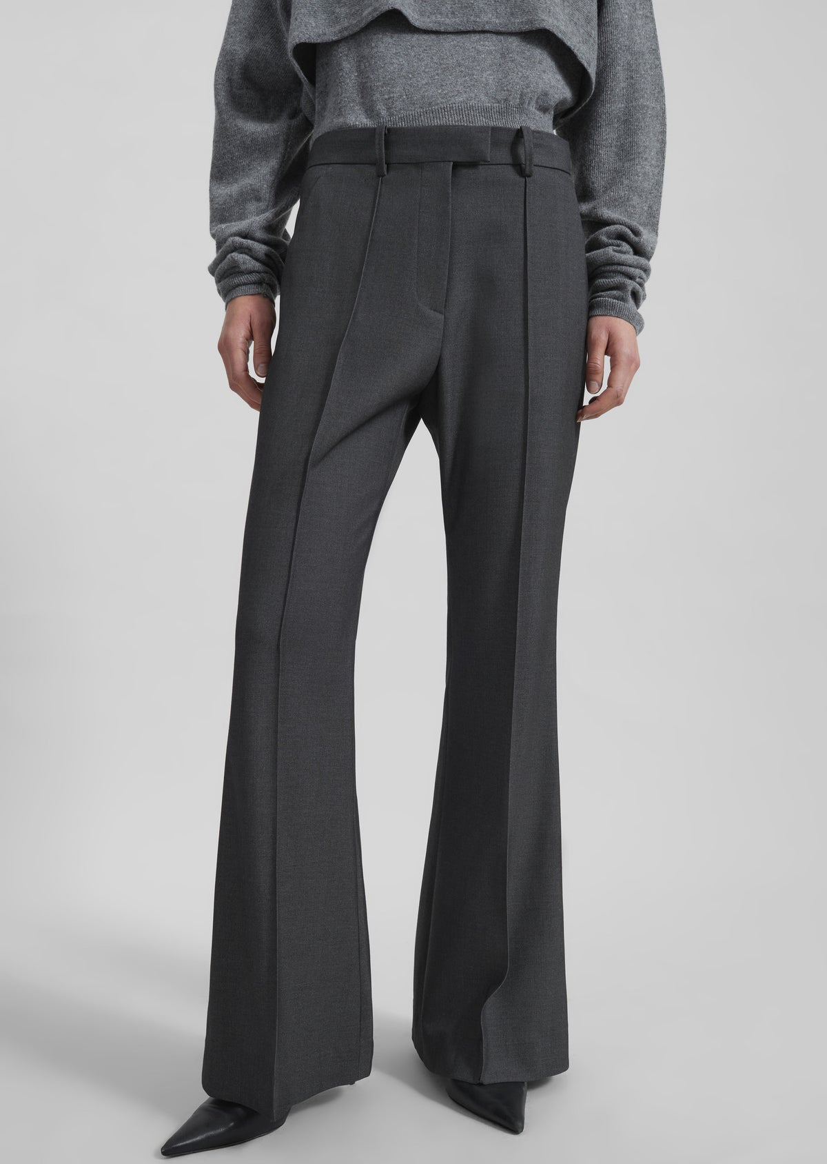 Kvale Pintuck Flared Trousers - Dark Grey - 4