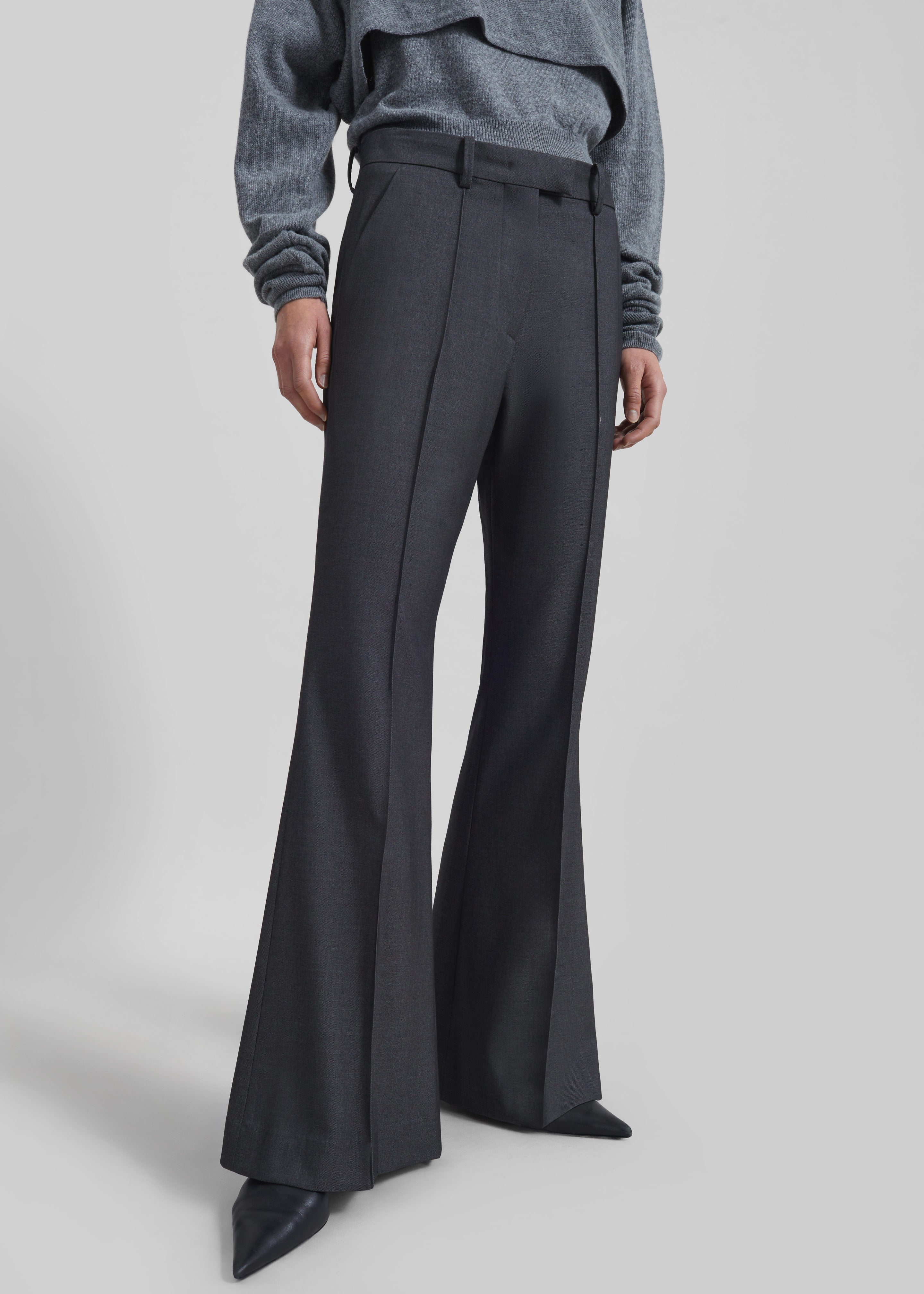 Kvale Pintuck Flared Trousers - Dark Grey - 2